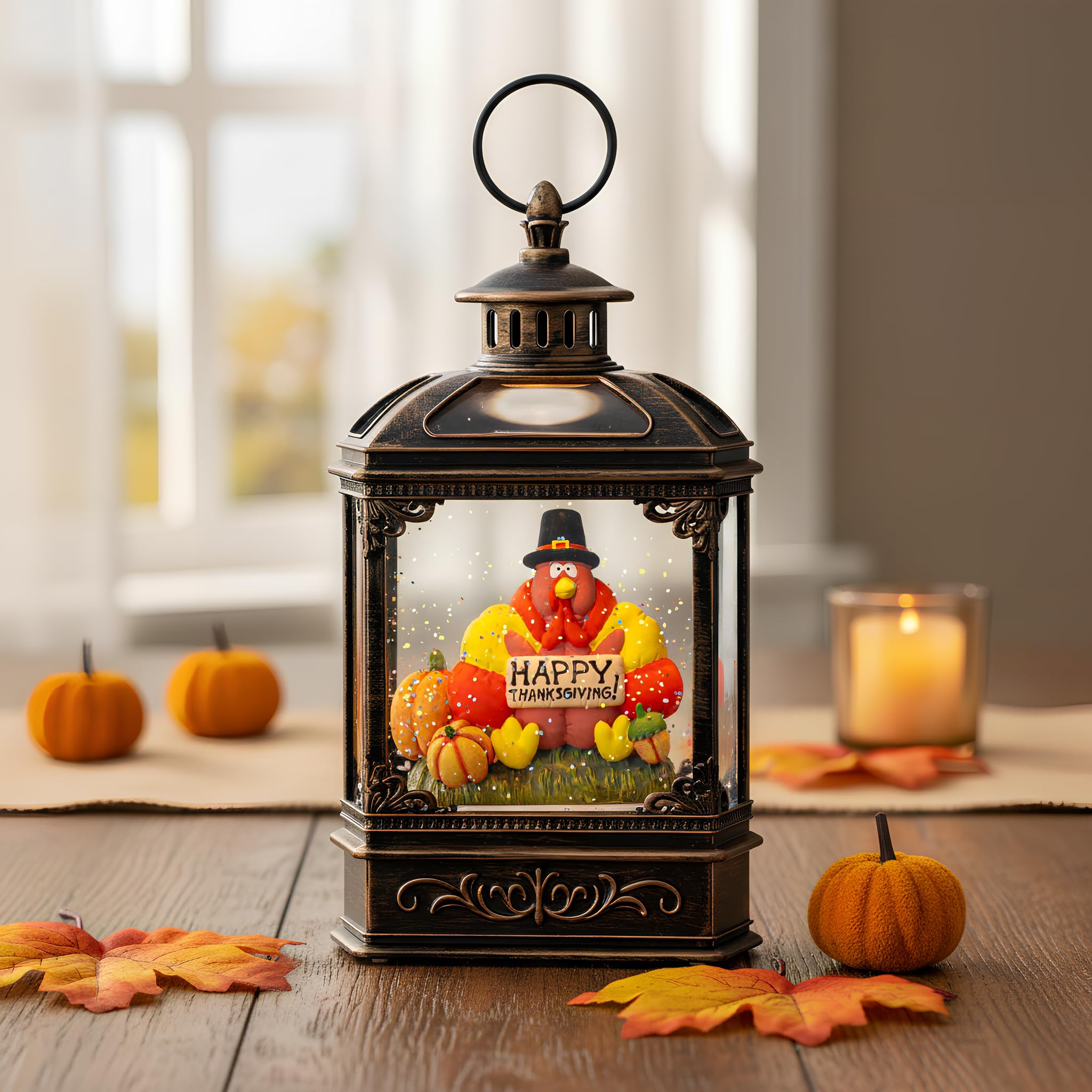 Fall Snow Globe Lantern