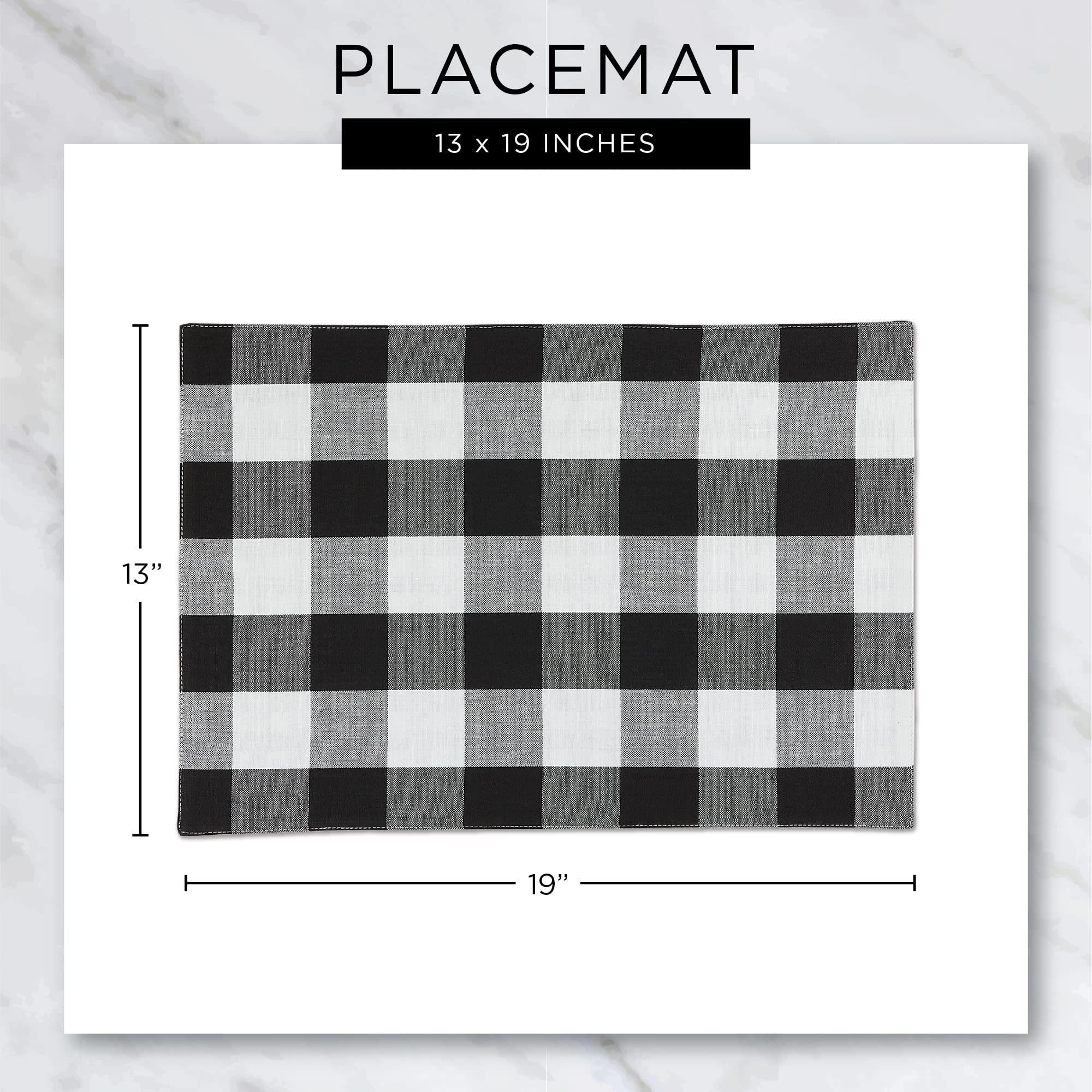DII Placemat Set, 6 Piece Cotton Tabletop Collection, Light Blue, 13x19" - Model CAMZ74145