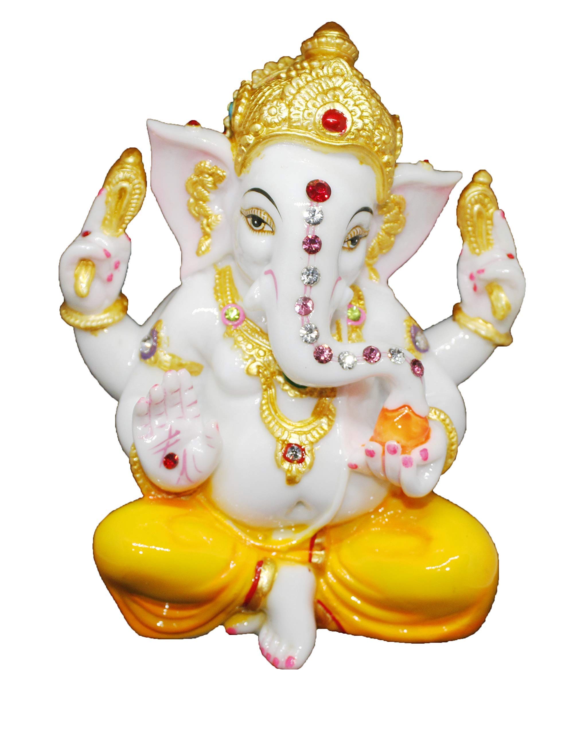 S A Gifts Sai Amrut Marble Dust Lord Ganesha/Ganesh Statue/Showpiece Idol For Home Dcor And Gift Purpose (Yellow)