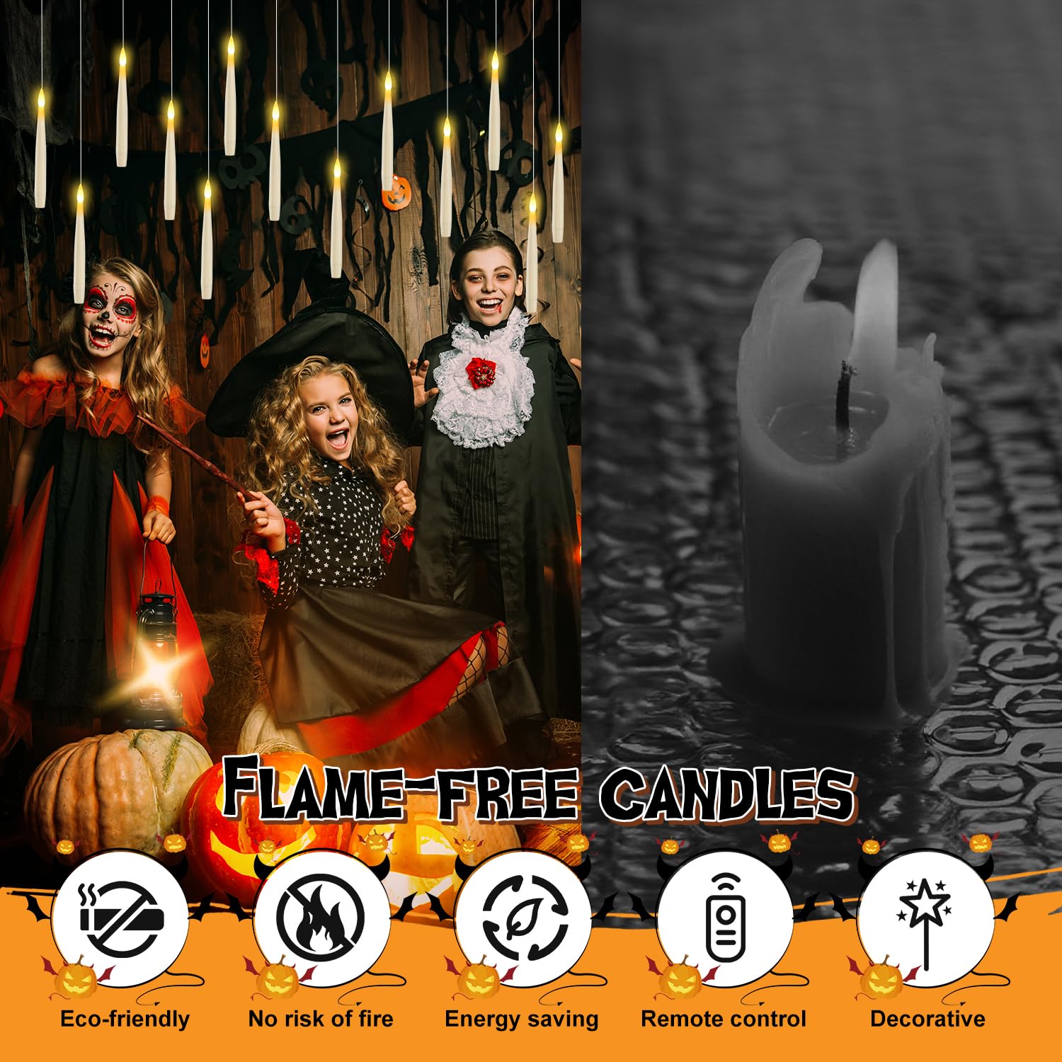 wxnlo Floating Candles with Wand, 20 Pcs Magic Hanging Flameless LED Candles, Battery Operated Flickering Lights with Wand Remot