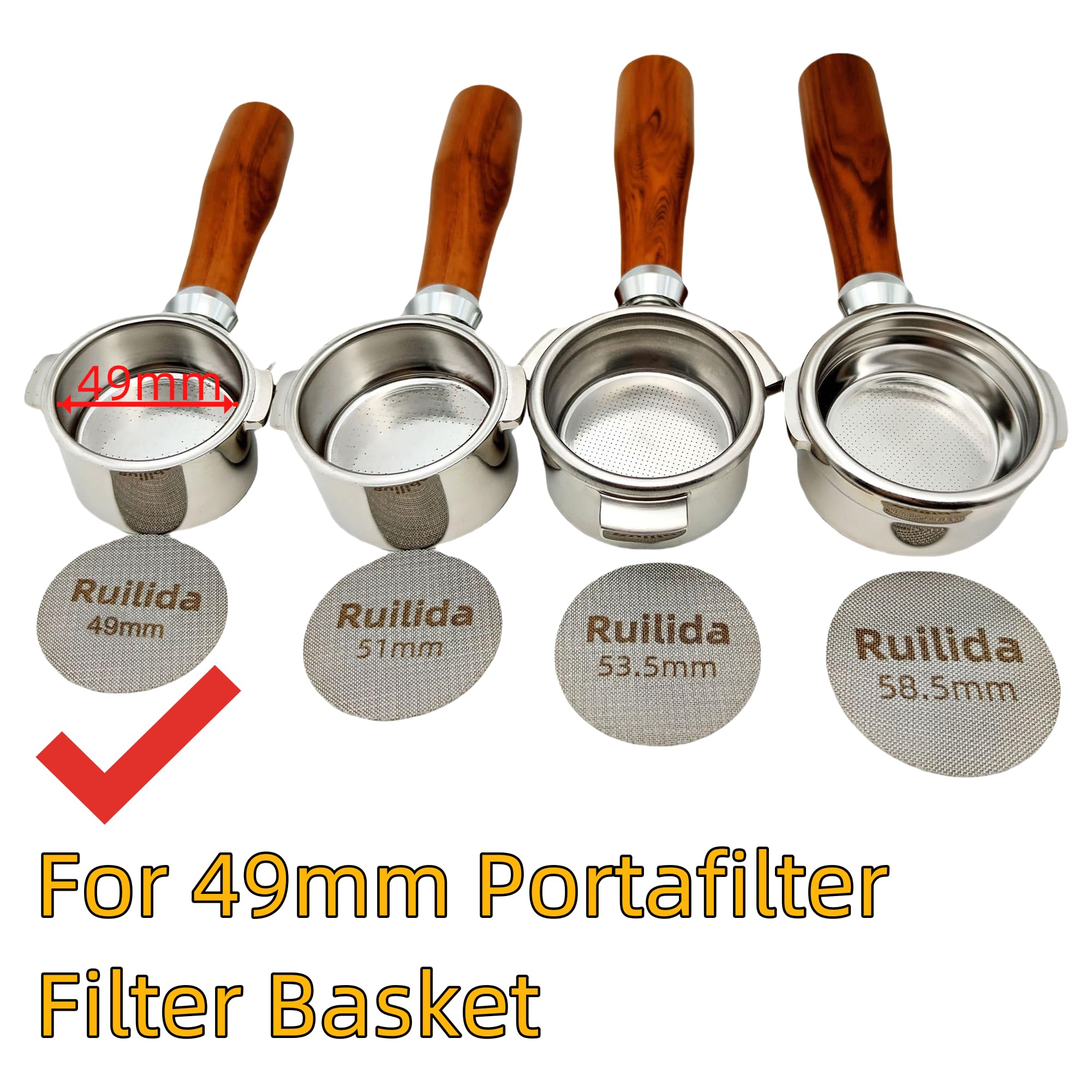 Ruilida Espresso Puck Screen 49mm  Reusable 1.7mm Thickness 150? 316 Stainless Steel Professional Barista Coffee Filter Mesh Plate for Espresso Portafilter Filter Basket (49mm)