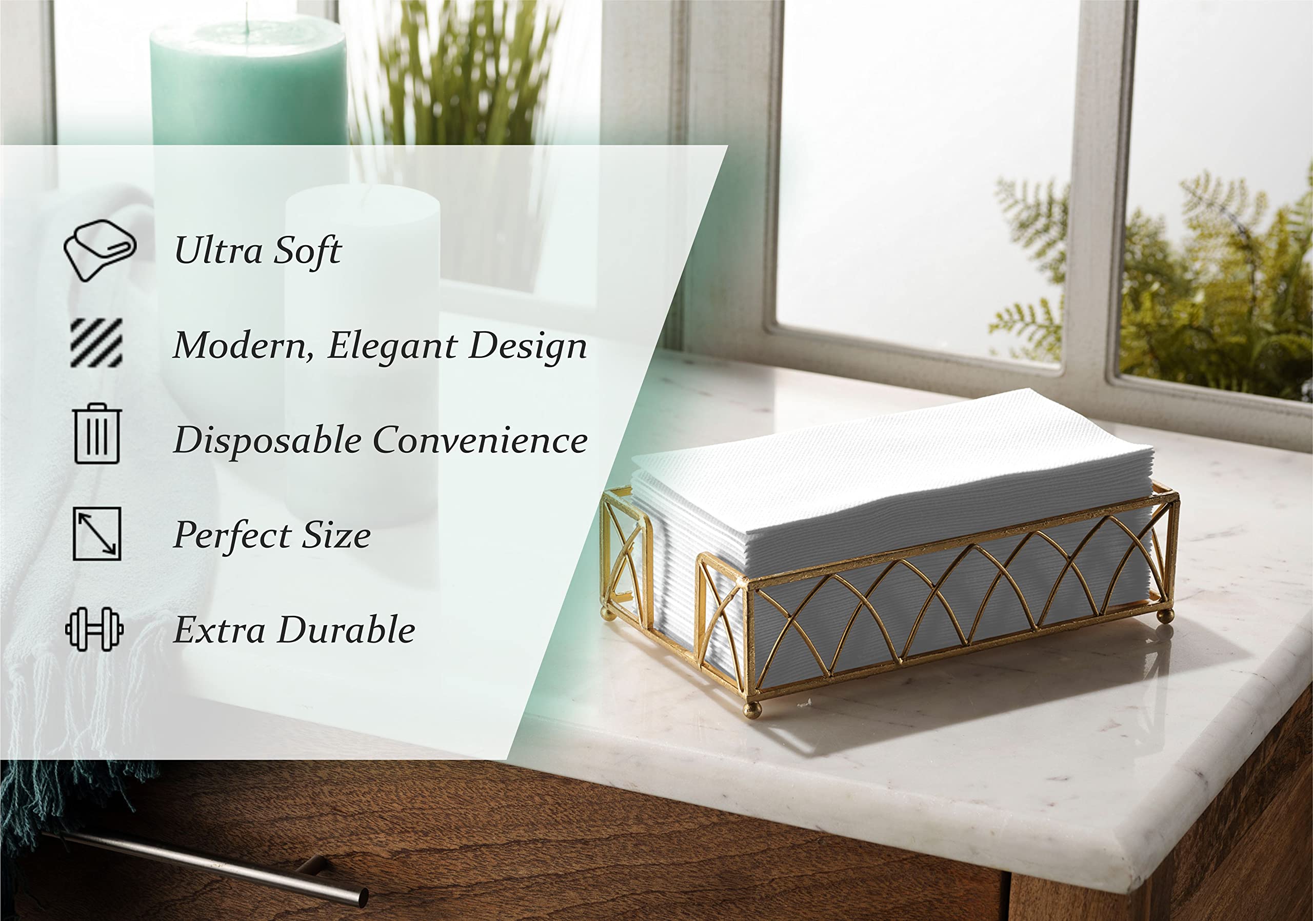 Servietto Disposable Linen-Feel Guest Towels - Disposable Cloth-Like Hand Towels - Soft And Absorbent Paper Napkin For Kitchen,