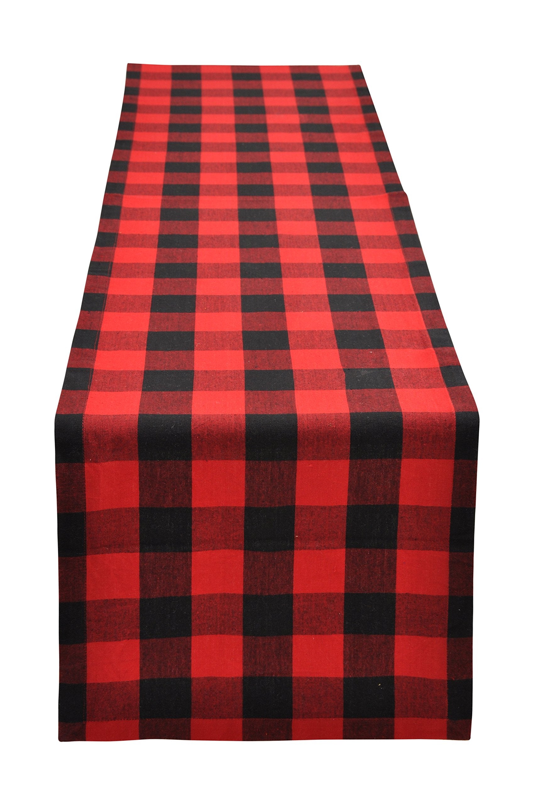 Yourtablecloth Christmas Buffalo Checkered Table Runner Great For Farmhouse Or Home14 X 108 Red And Black