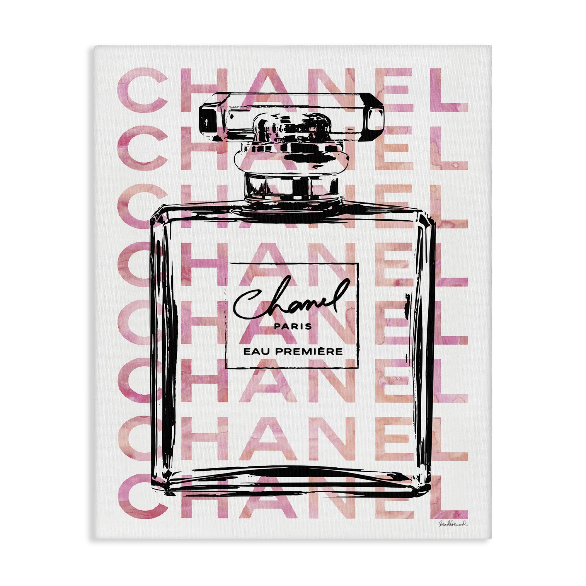 Stupell Industries Glam Perfume Bottle With Words Pink Black Stretched Canvas Wall Art  Proudly Made in USA