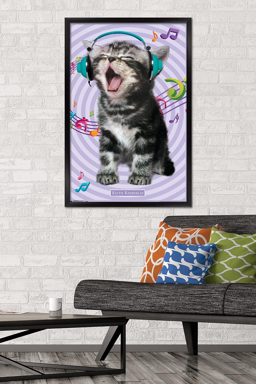 Trends International Keith Kimberlin - Kitten - Singing Wall Poster, 22.375'' X 34'', Black Framed Version