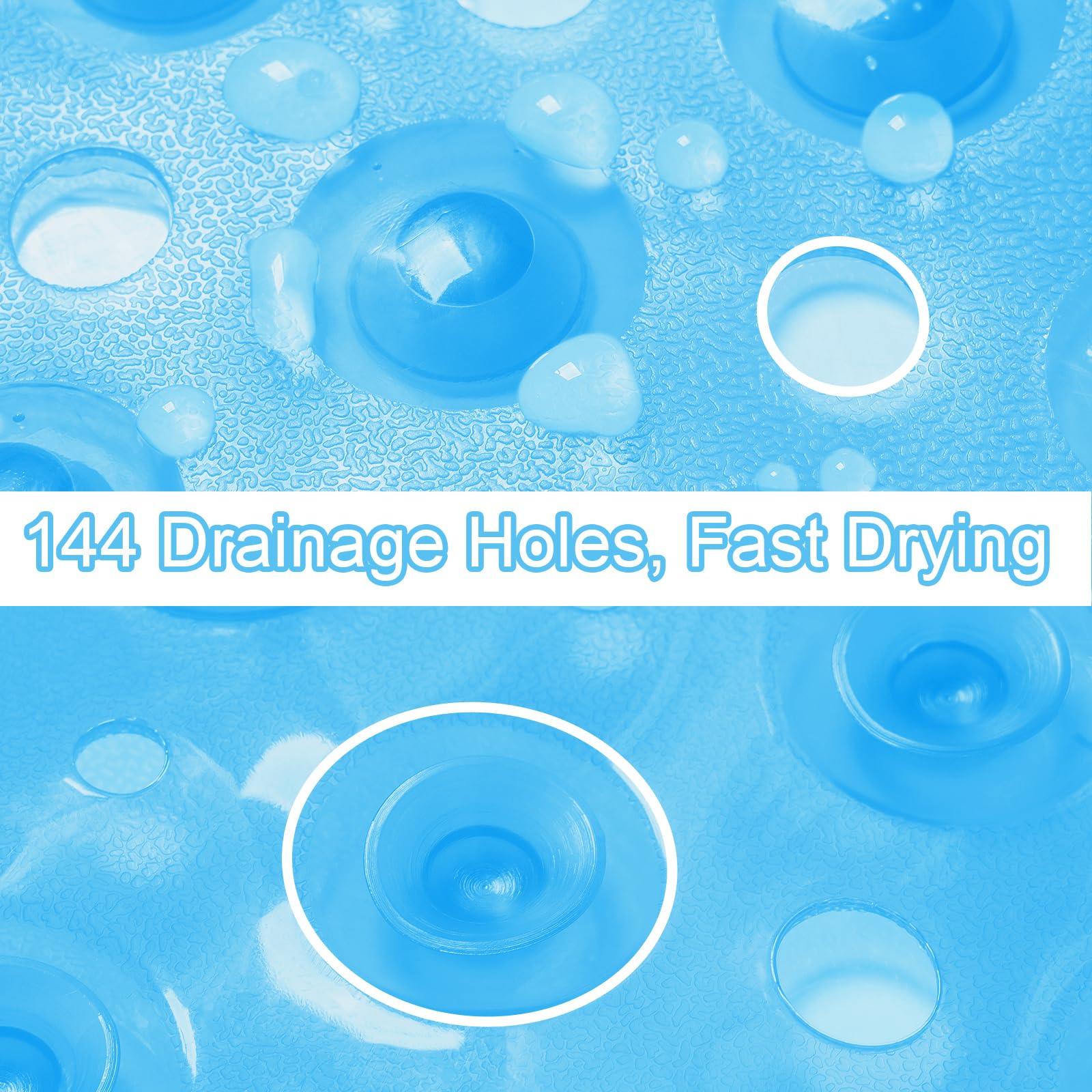 Amazerbath Shower Mat Non Slip 21 X 21 Inches, Square Shower Mat With Suction Cups And Drain Holes, Shower Stall Mat Machine Was