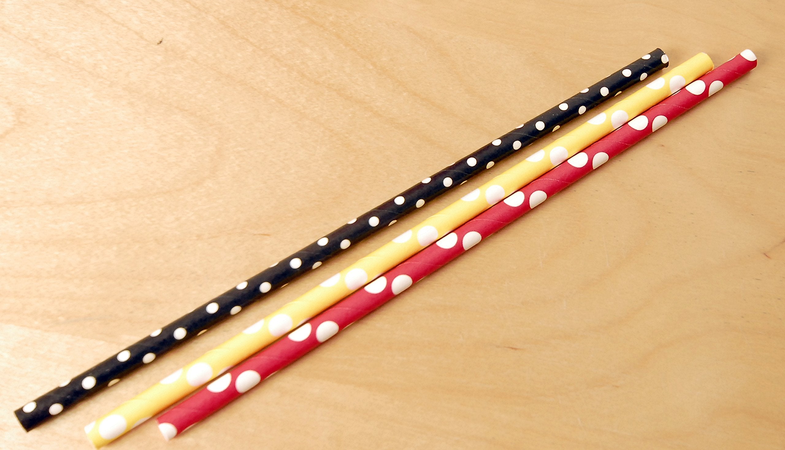 Charmed Red Yellow And Black Polka Dot Paper Straw 75Pk