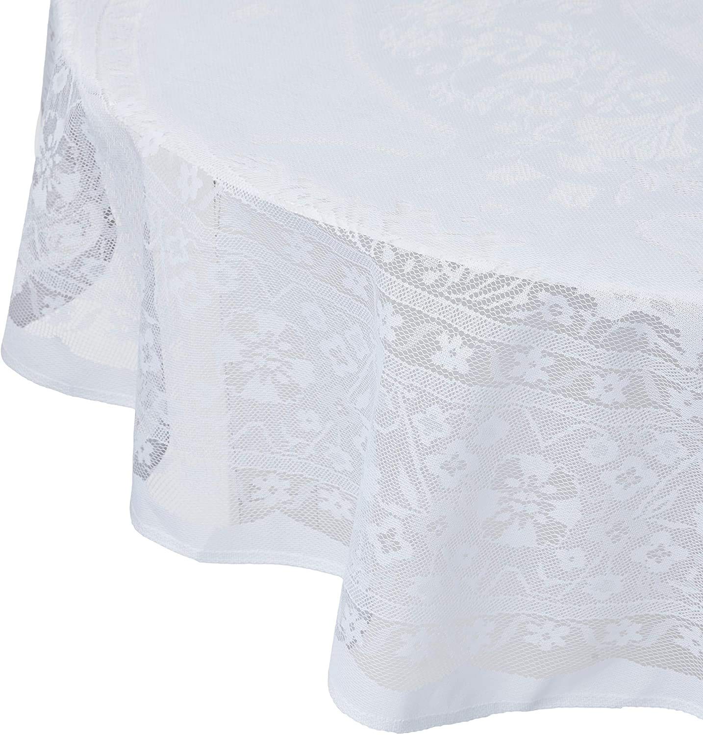 Adonisusa 70 Inch Round White Lace Tablecloth For Seating Of About 4-6 People