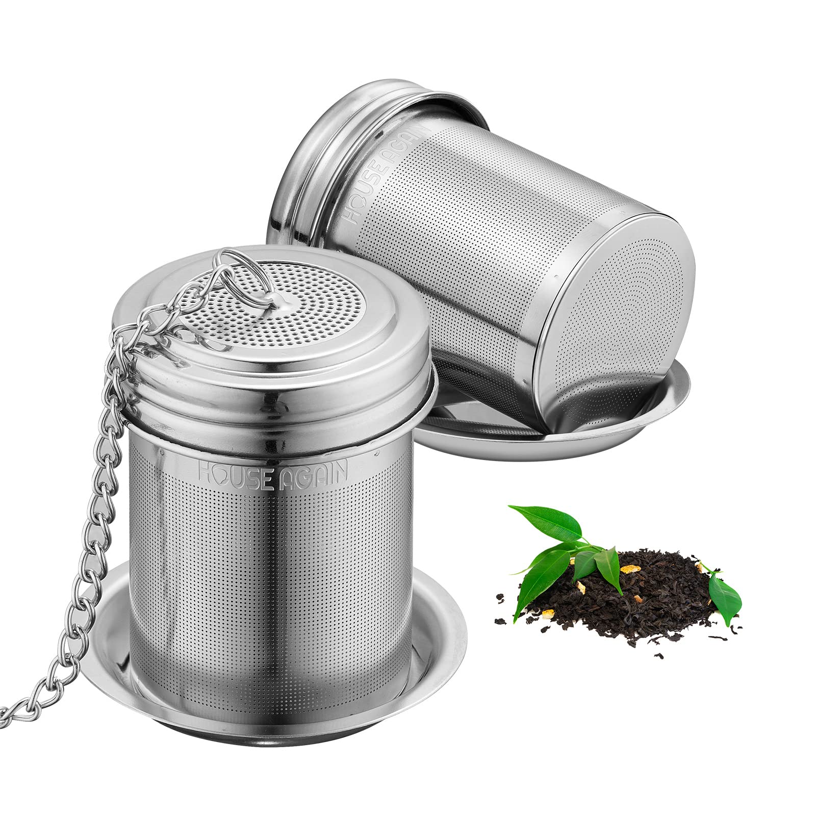 House Again 2 Pack Tea Infuser, Extra Fine Mesh Tea Infusers For Loose Tea, 18/8 Stainless Steel Tea Strainer With Extended Chai