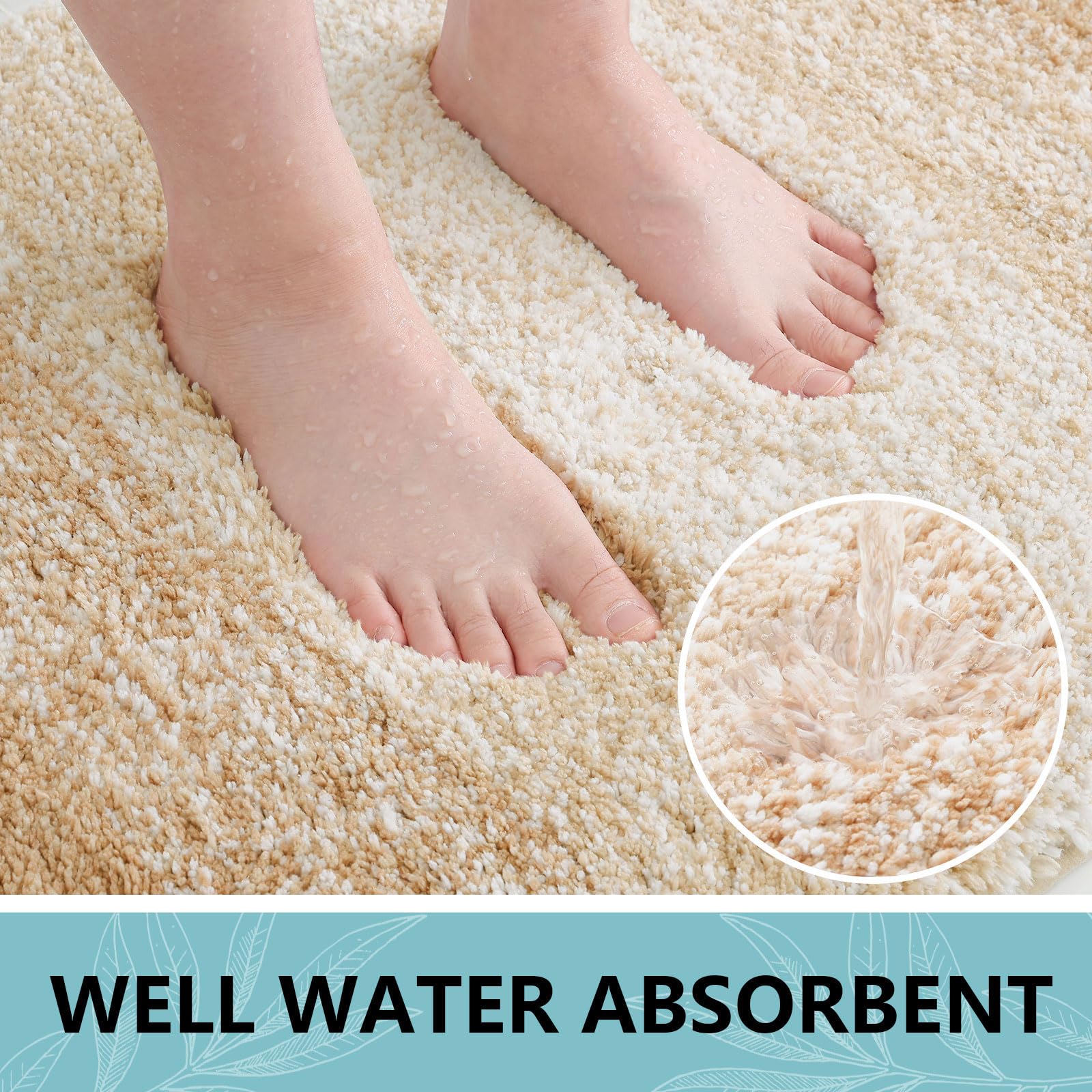 Arotive Microfiber Bathroom Rugs, Shaggy Soft and Absorbent Contour Toilet Rugs, Non-Slip, Thick Plush Machine Washable Dry Bath