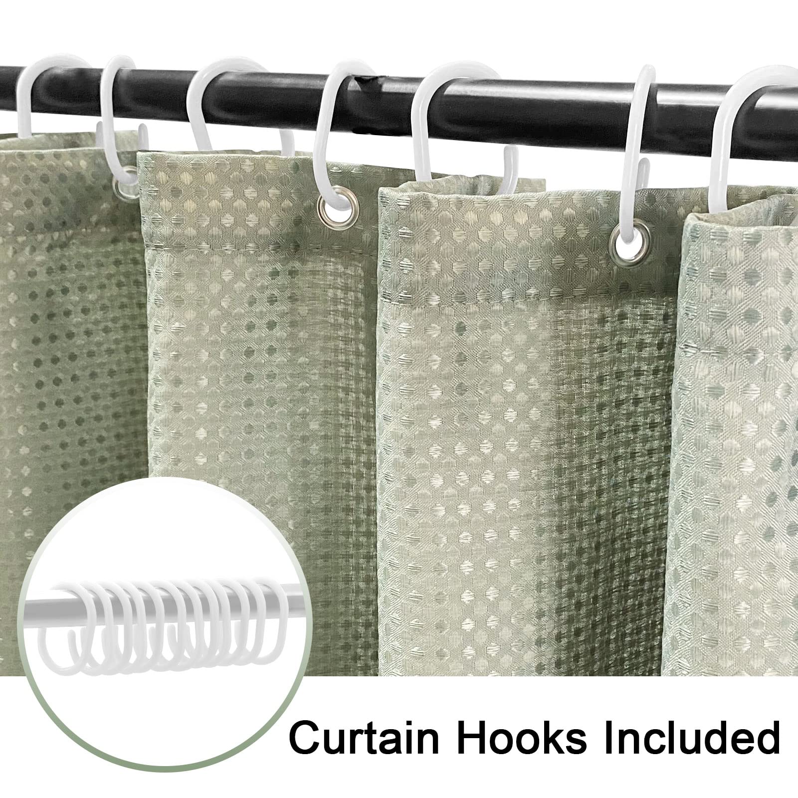 BBiggood Sage Green Shower Curtain  Waffle Weave Shower Curtain for Bathroom Set with Hooks  Waterproof Luxury Hotel Spa Style Decor  Machine Washable  72''x72''