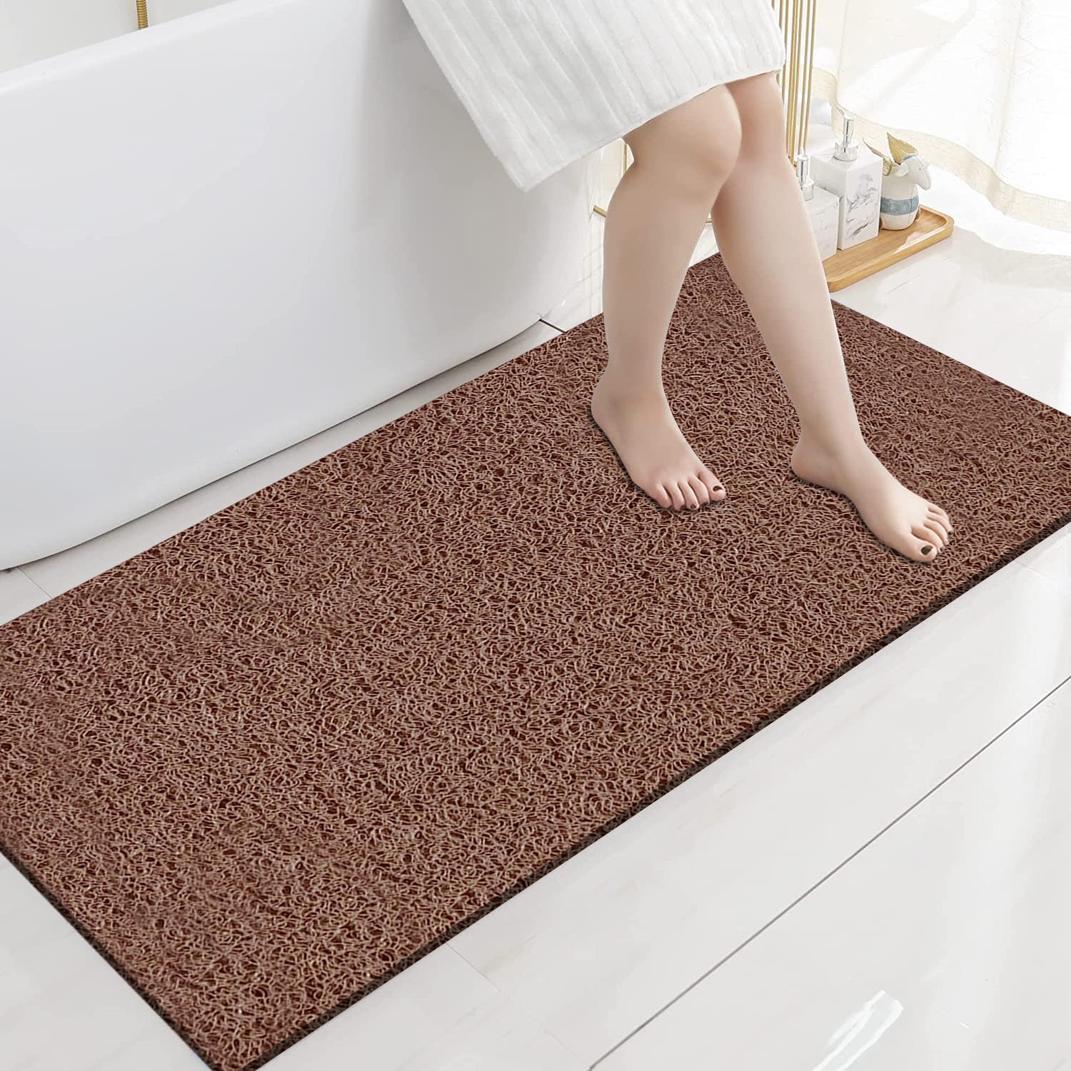 Extra Large Shower Mats Non Slip, 17.1  59 Inch, Pvc Loofah Bathroom Mats, Loofah Mats For Shower And Bathroom, Quick Drying, Br