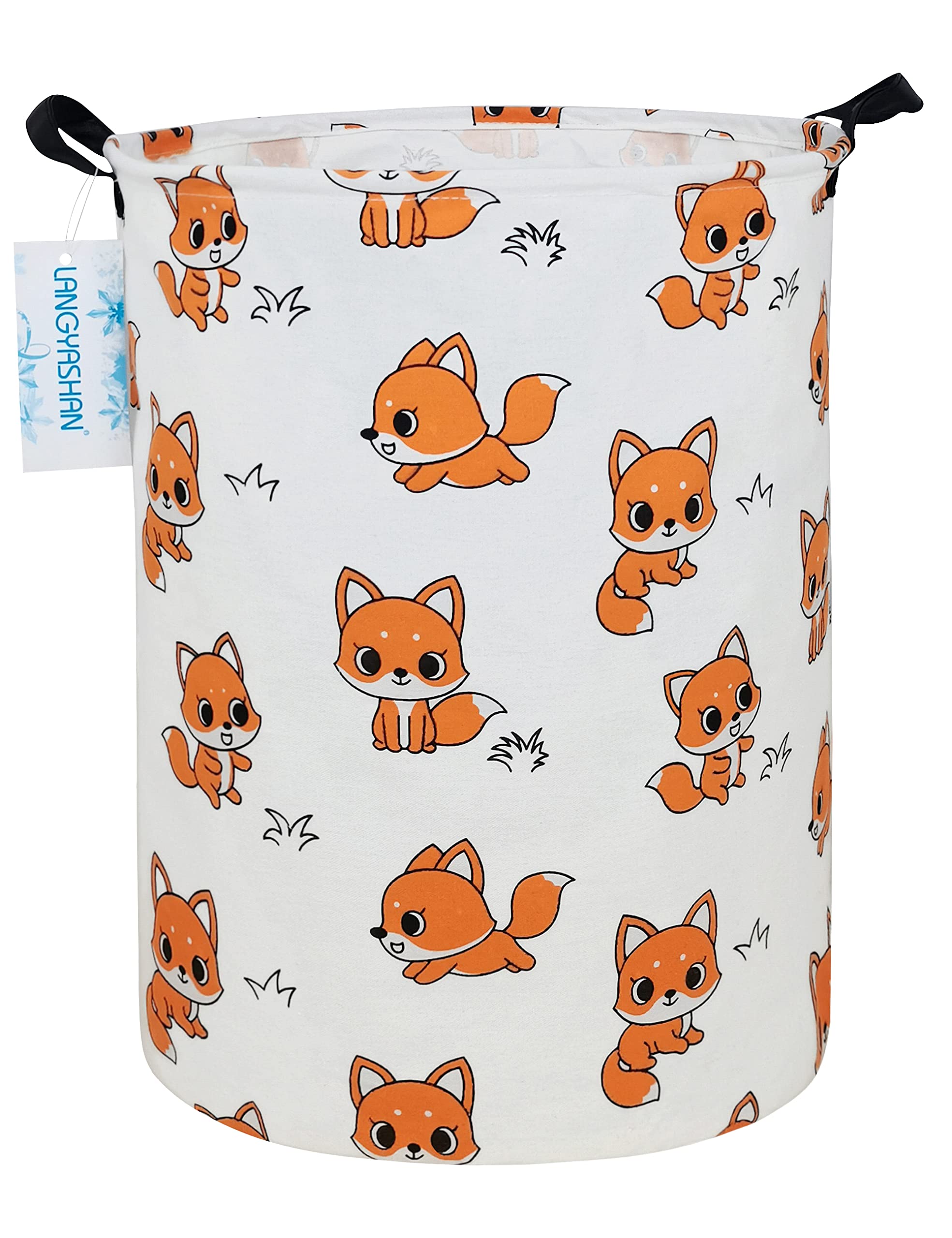 Langyashan Laundry Basket Canvas Fabric Collapsible Organizer Basket For Storage Bin Toy Bins Gift Baskets Bedroom Clothes Child