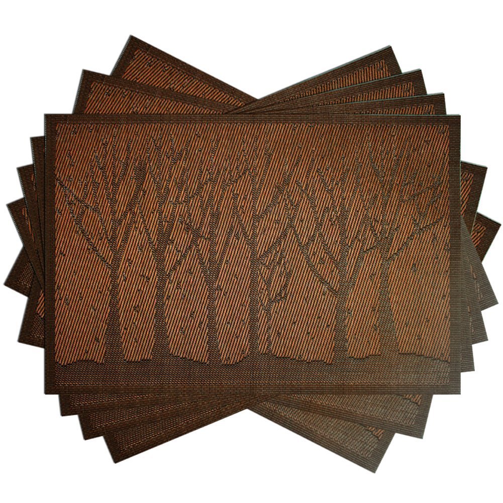 Kitchen Talents Fashion European Style Pvc Placemat Heat Insulation Table Mat Protector Anti-Skidding,Set Of 6 Pcs,Coffee