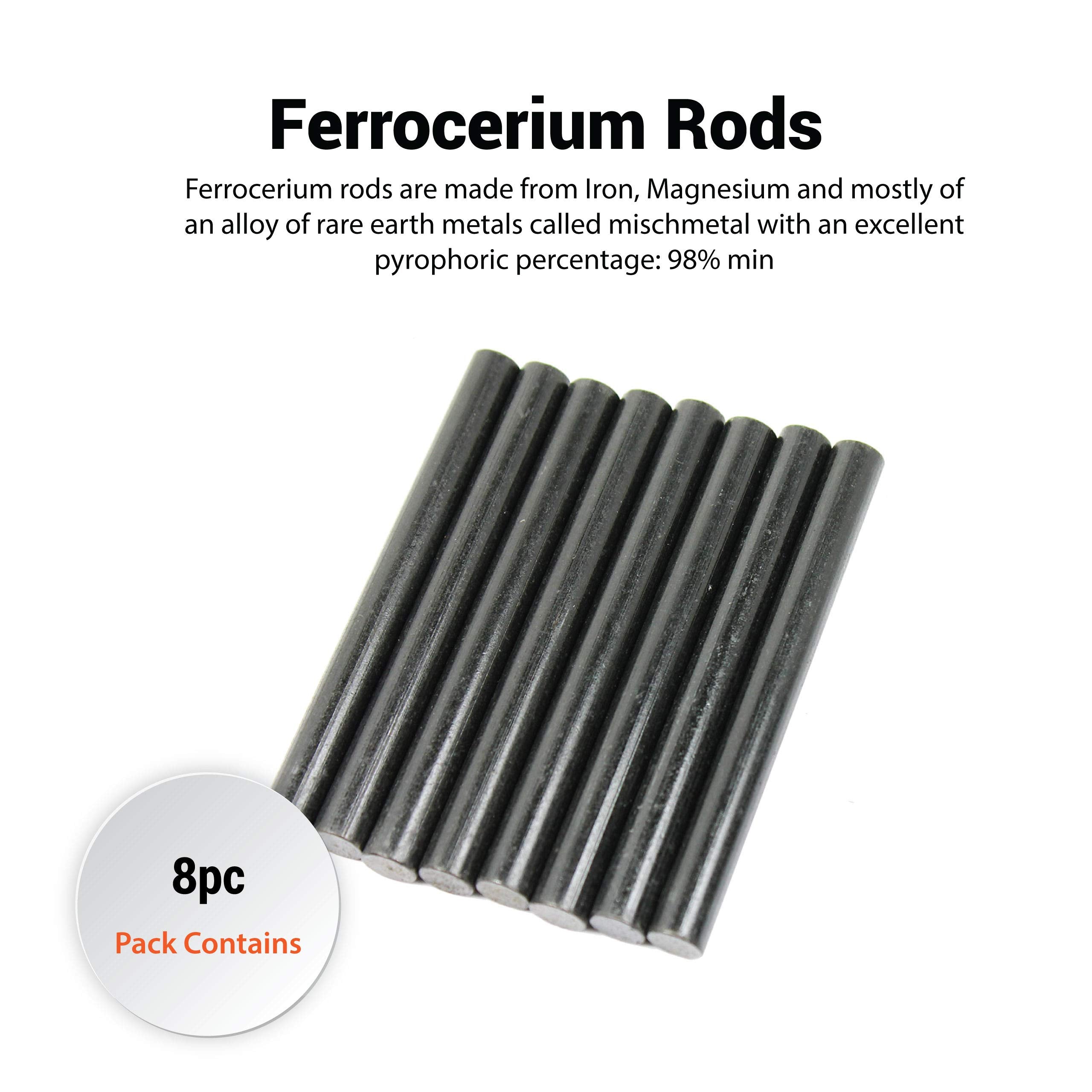 West Lake Tactical Pack of 8 Ferrocerium Fire Starter Rods - Magnesium, Black, Essential Survival Tool