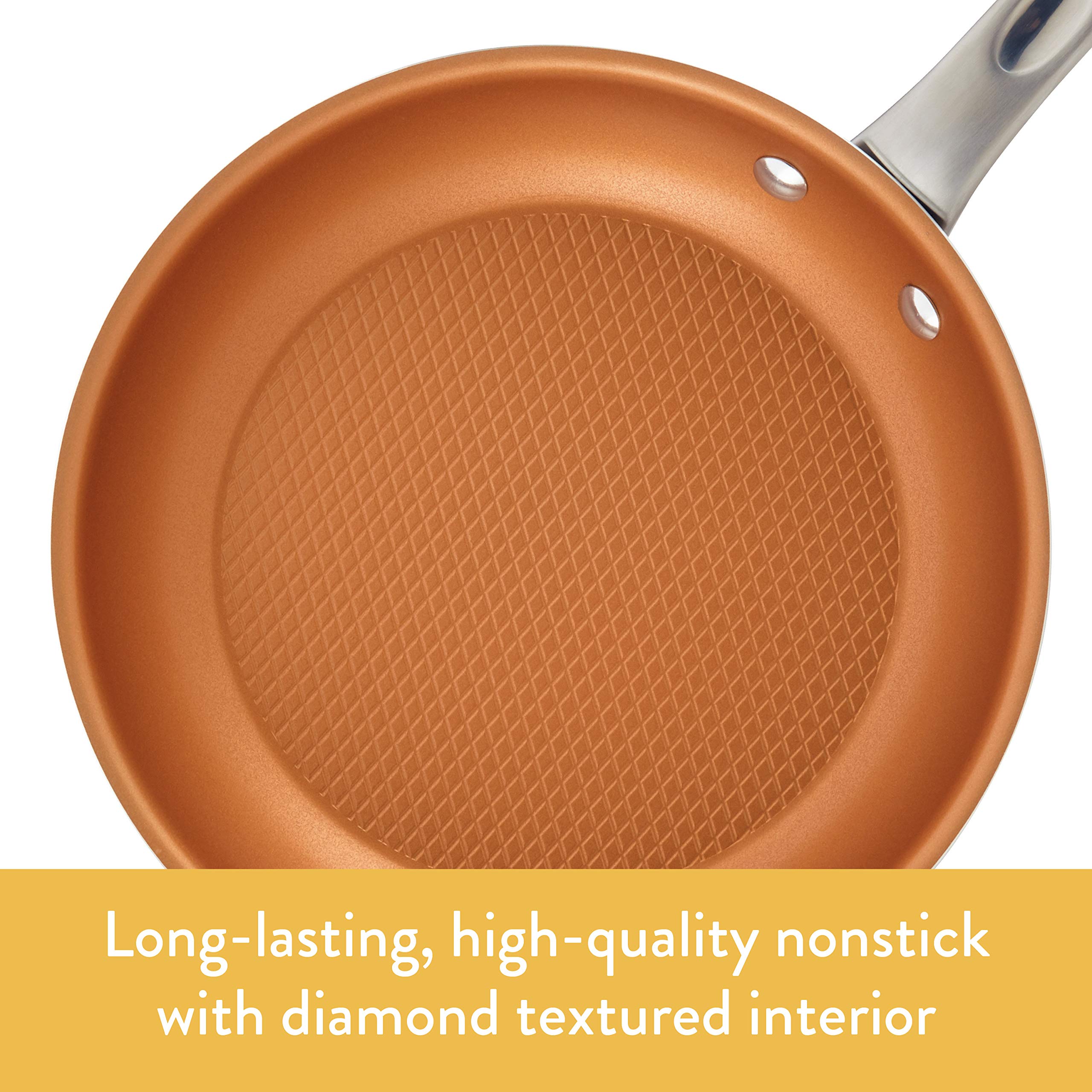 Ayesha Curry Home Collection Nonstick Sauce Pan/Saucepan With Lid, 3 Quart, Brown