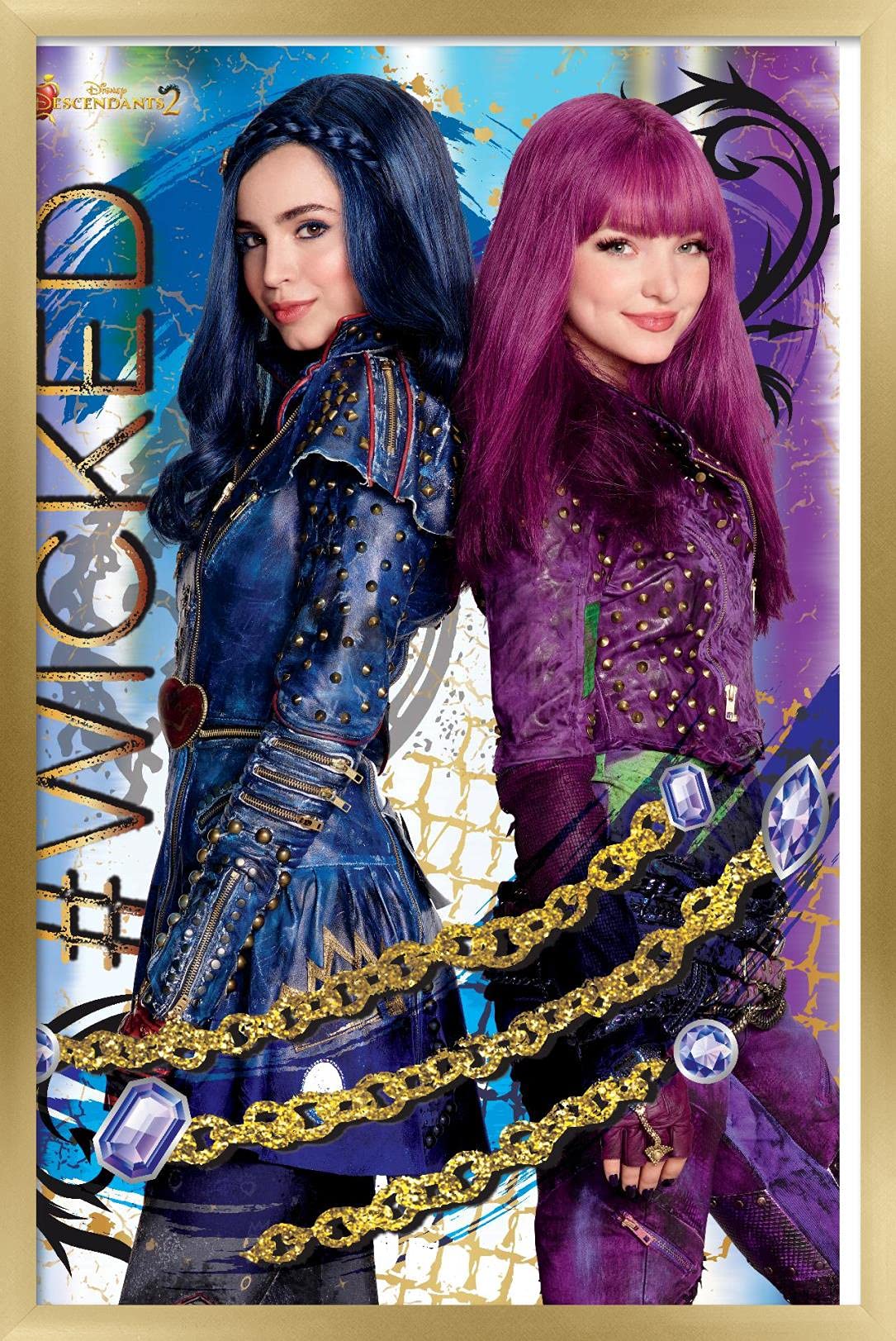 Trends International Disney Descendants 2 - Wicked Wall Poster, 14.725'' X 22.375'', Gold Framed Version