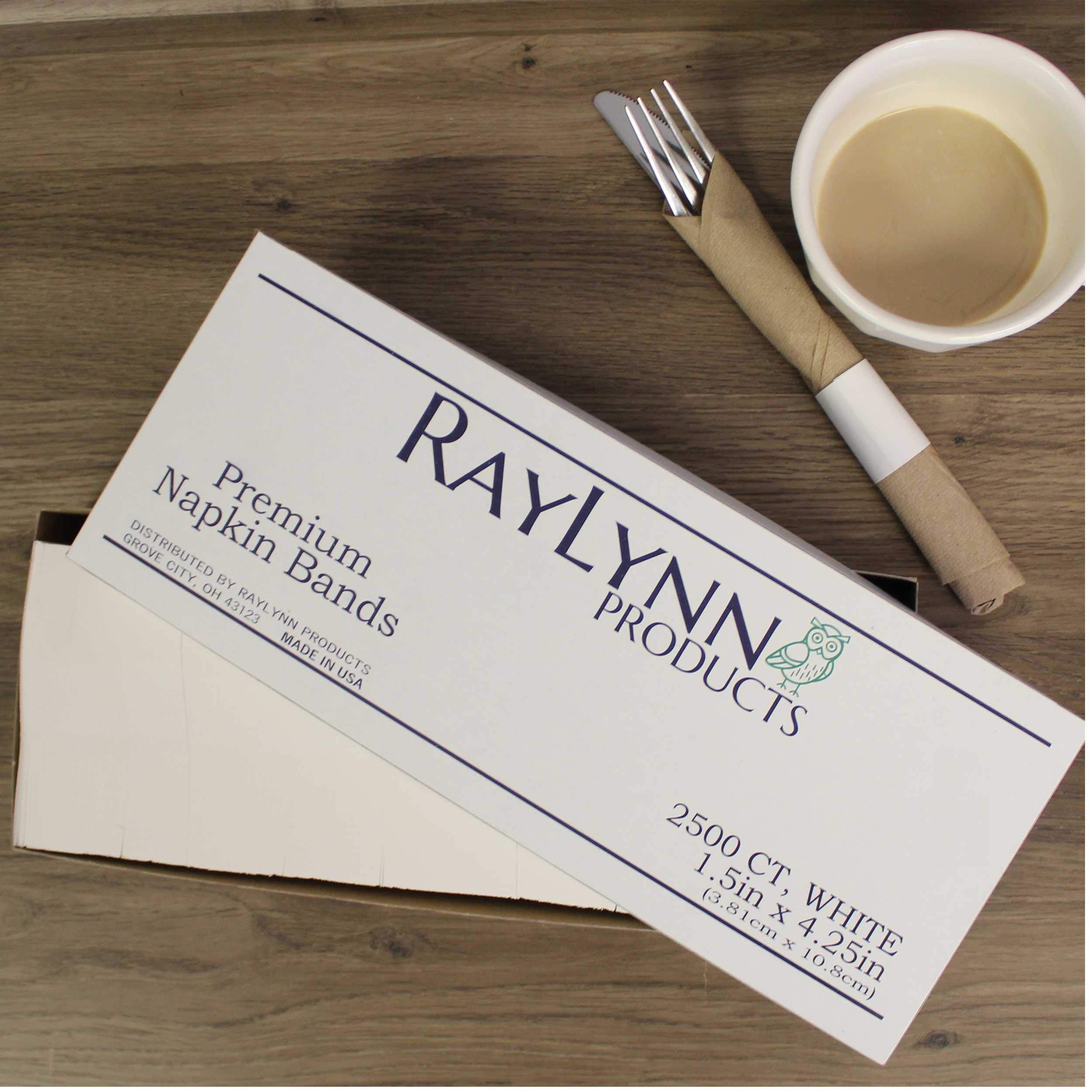 Raylynn Products, Pack Of 20,000 White Premium Napkin Bands, Self-Adhesive 1.5'' X 4.25''