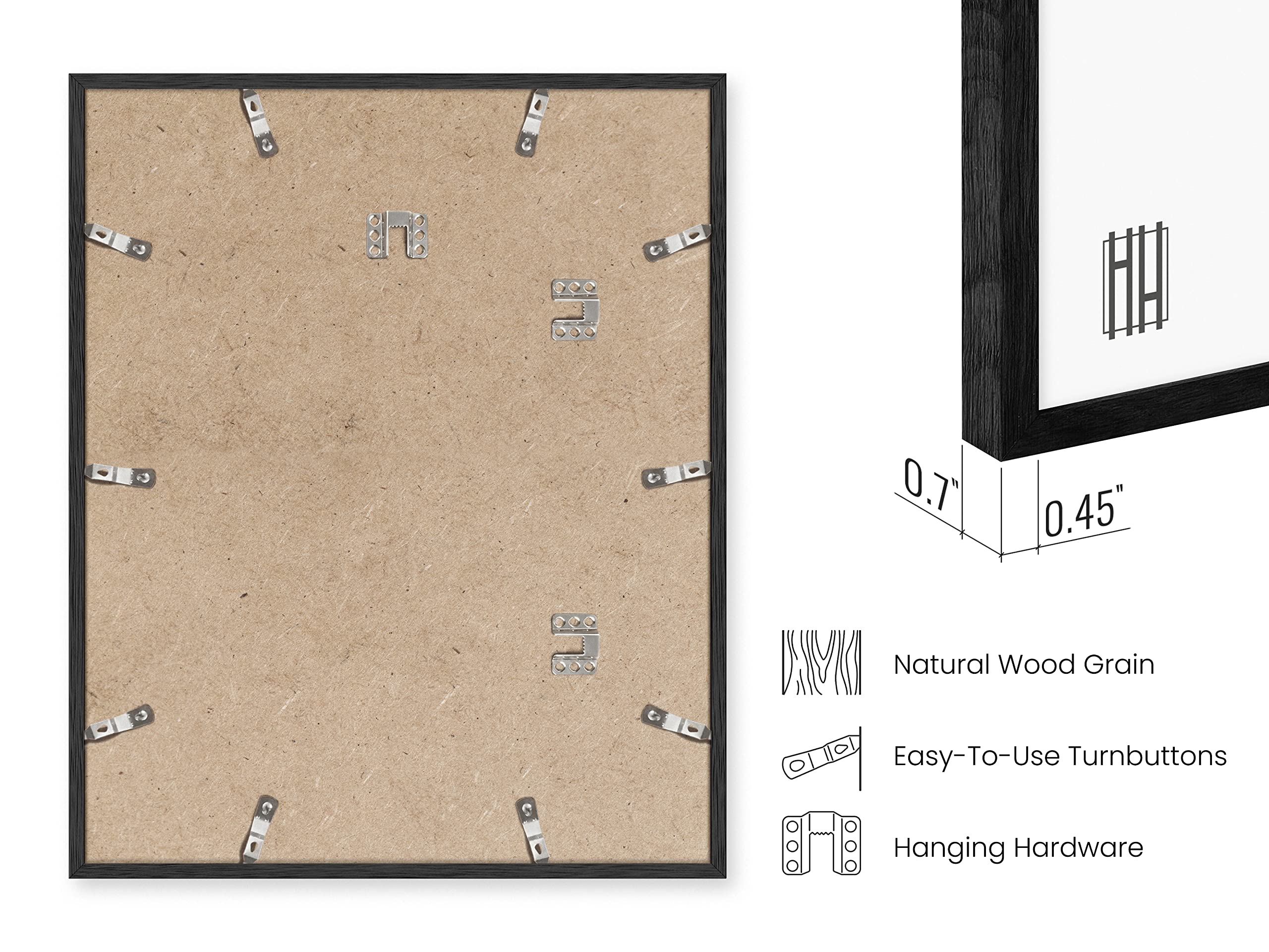 Haus And Hues 16X20 Black Oak Wood Frames Set Of 1 - 16X20 Picture Frames For Wall, 16X20 Black Picture Frame, Poster Frame 16X2