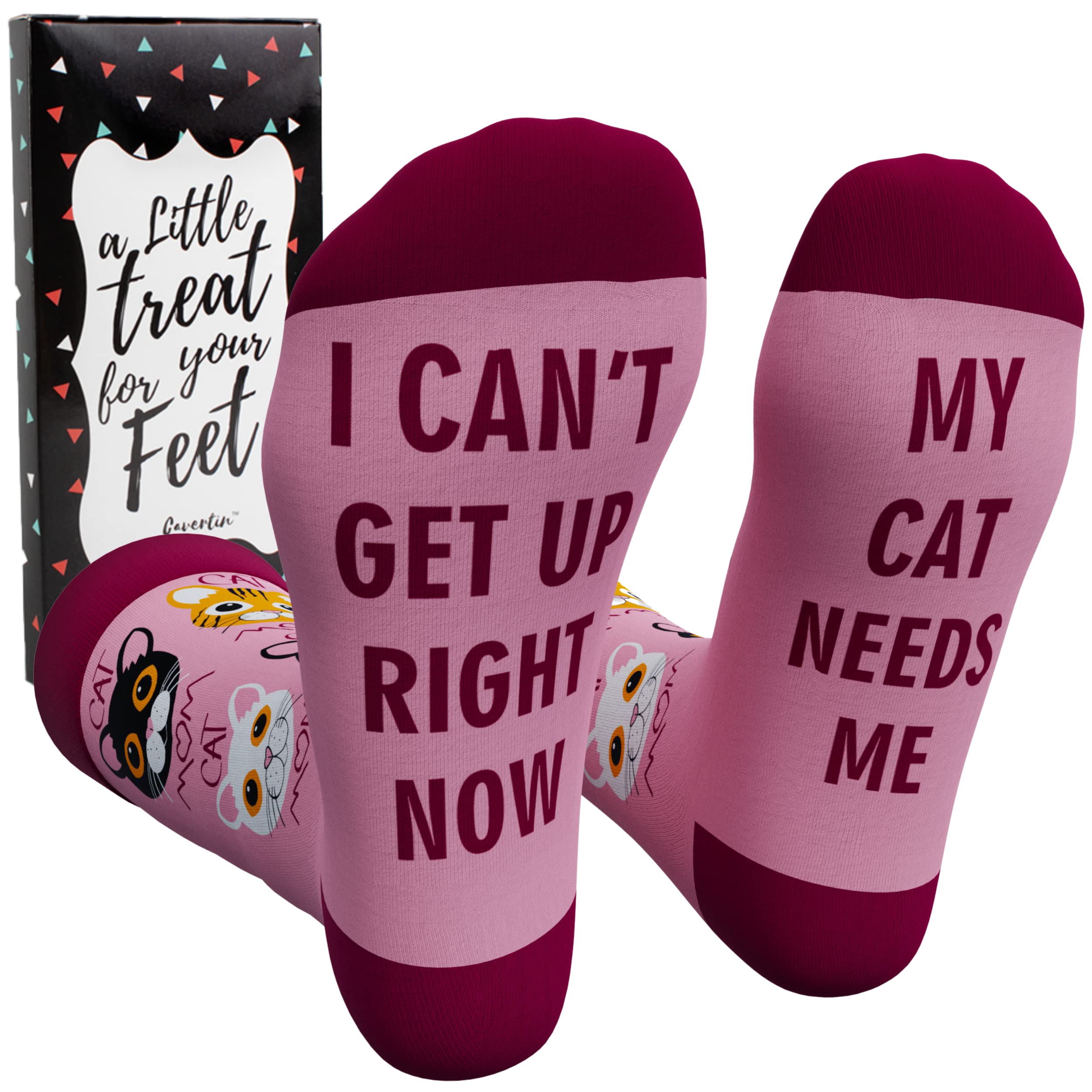 Cavertin Womens Novelty Socks With Gift Box Cat Lover Dog Mom Book Lover Cat Mom Llama Unicorn Sloth Corgi (Cat Mom)