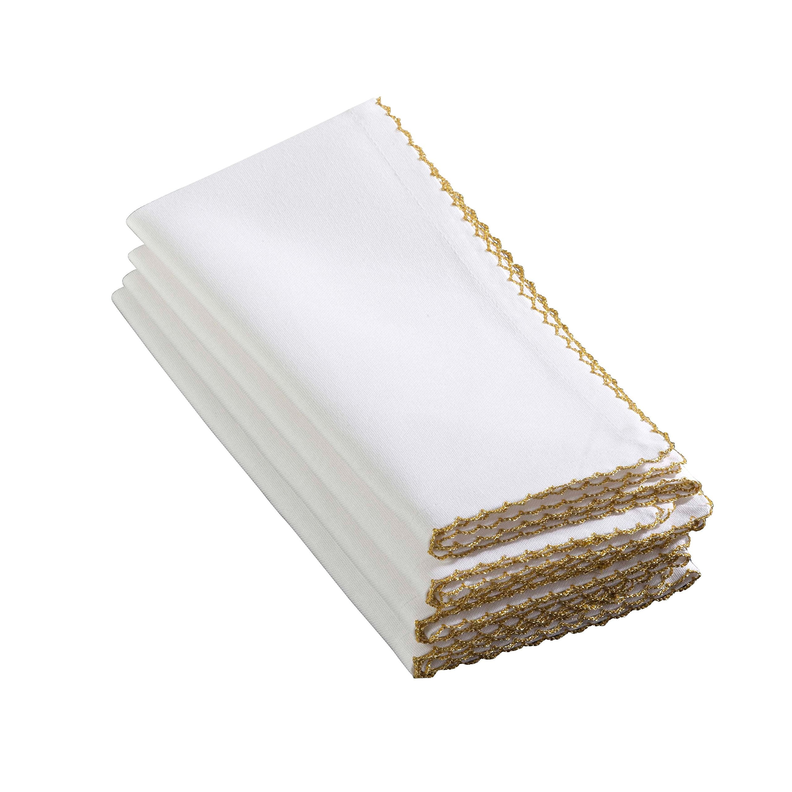 Saro Lifestyle - 1442.Gl20S 1442 Recotting Collection Whip Stitched Design Dinner Napkins, Gold-Set Of 4 Pcs, 20'', 4 Pieces