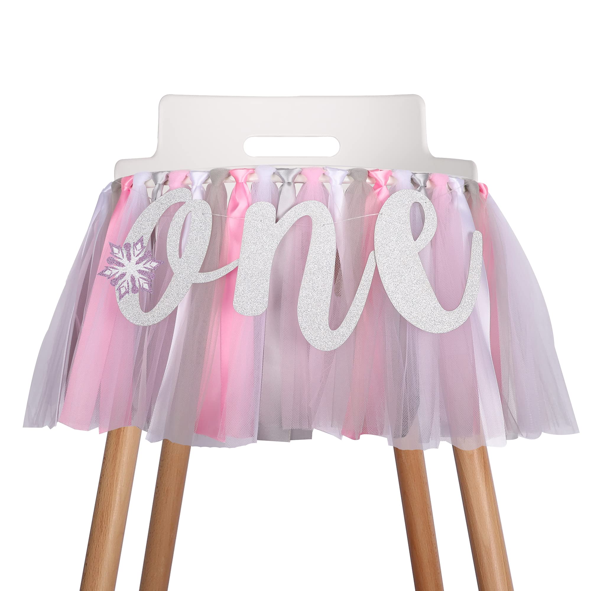 Winter Onederland 1St Birthday Highchair Banner - First Birthday Banner Photo Props, Pink Silver White, High Chair Garland Handm