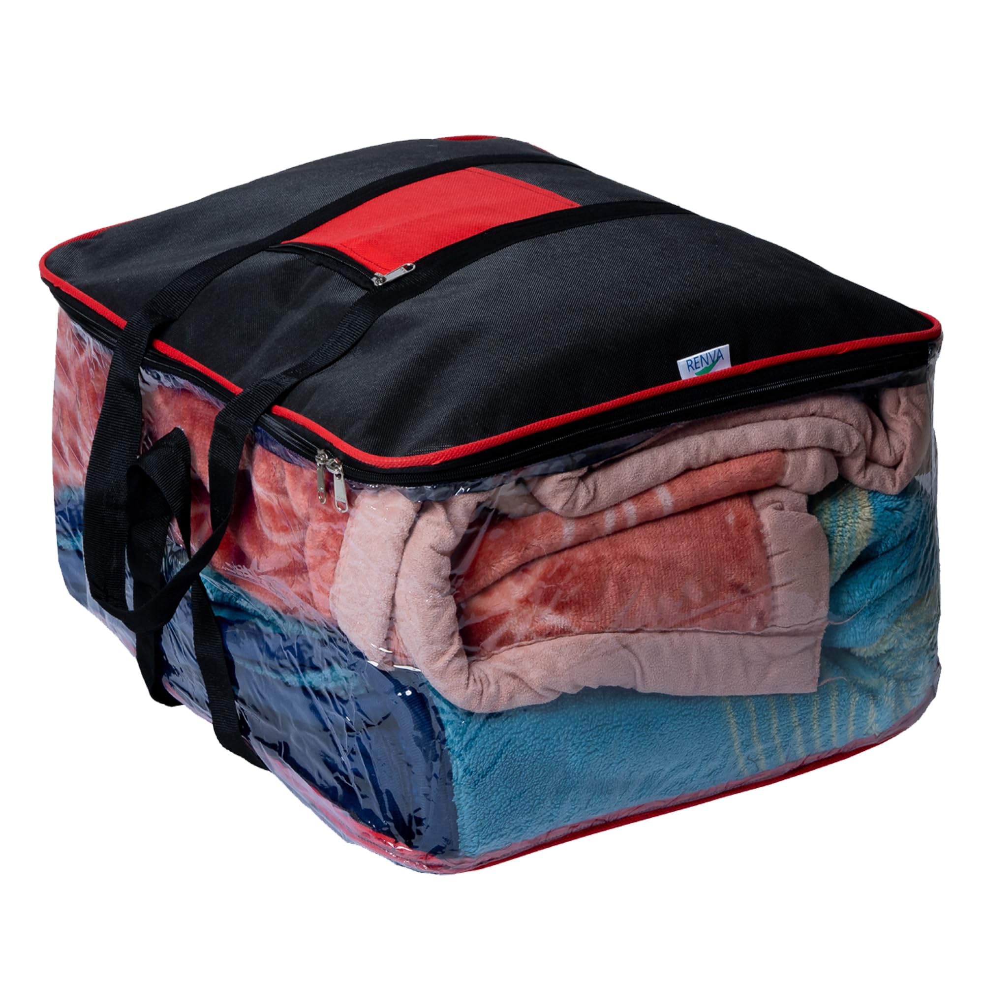 Renva Underbed Storage Bags | Large Capacity Foldable Storage Containers With Clear Window & Reinforced Handles | 70L Organizer 