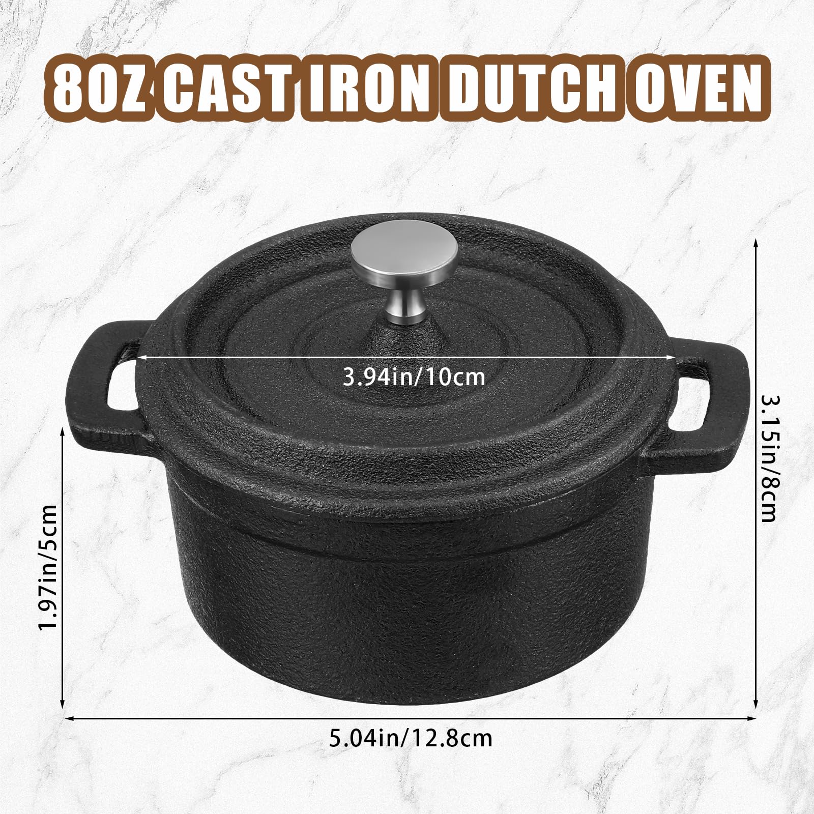 Suttmin 4 Pcs Mini Dutch Oven Small Round Iron Cocotte Black Dutch Oven Pot With Lid And Dual Handles Cast Iron Pot For Stovetop