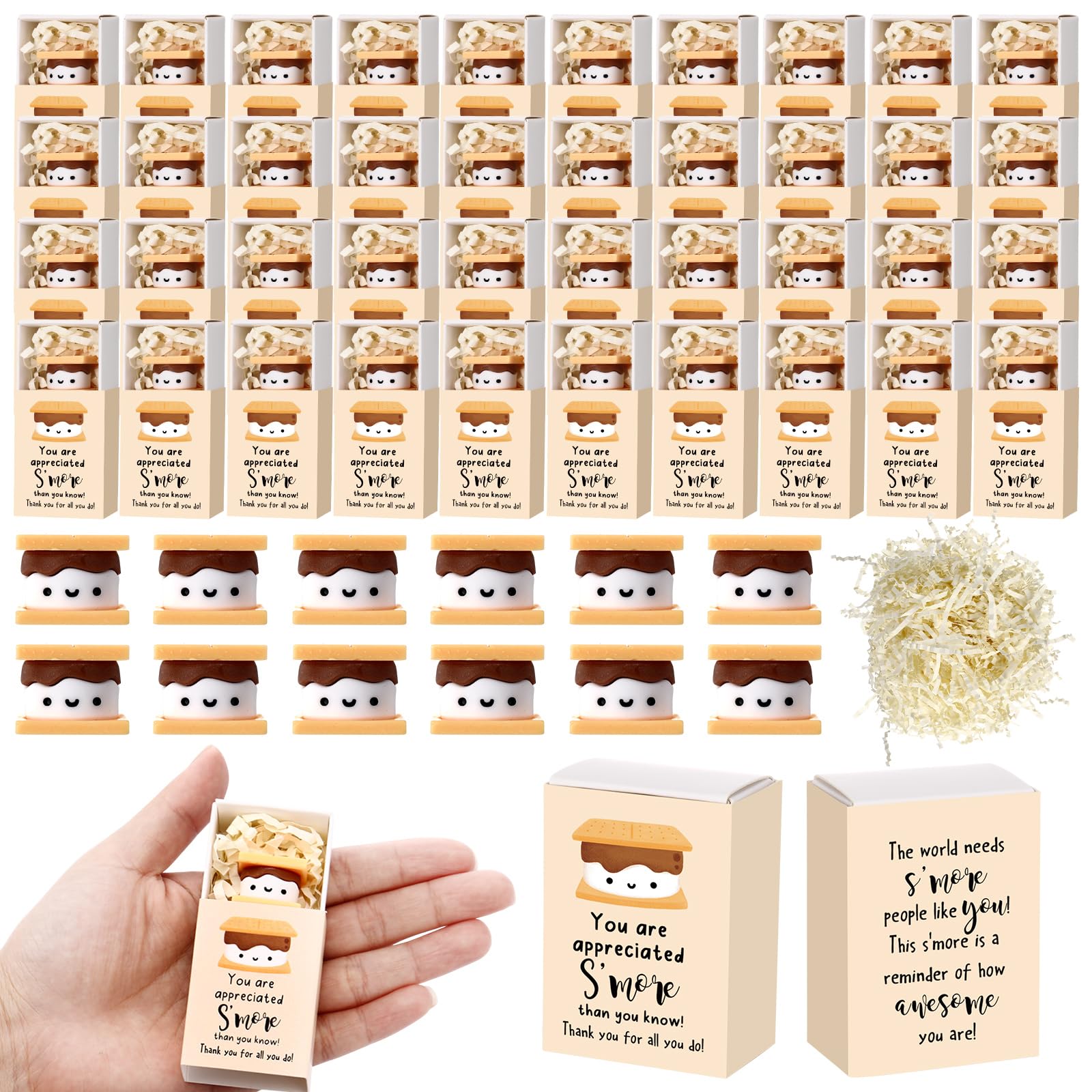 Wettarn 75 Sets S more Appreciation Gifts Bulk Marshmallow with Box Party Favors Christmas Vet Tech Thank You Gift Rewards for T