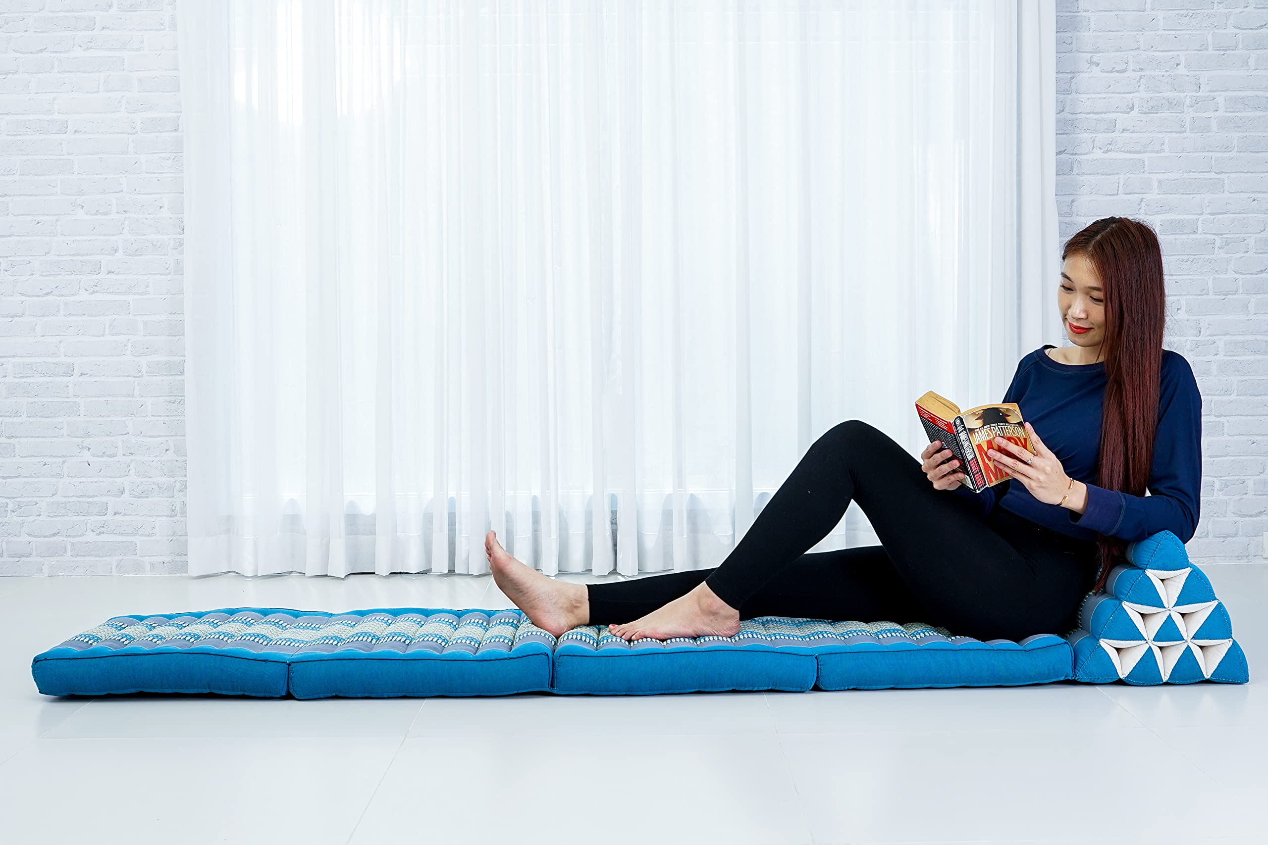 Leewadee Comfortable Japanese Floor Mattress - Thai Floor Bed With Triangle Cushion - Futon Mattress - Xl Extra Long Thai Massag