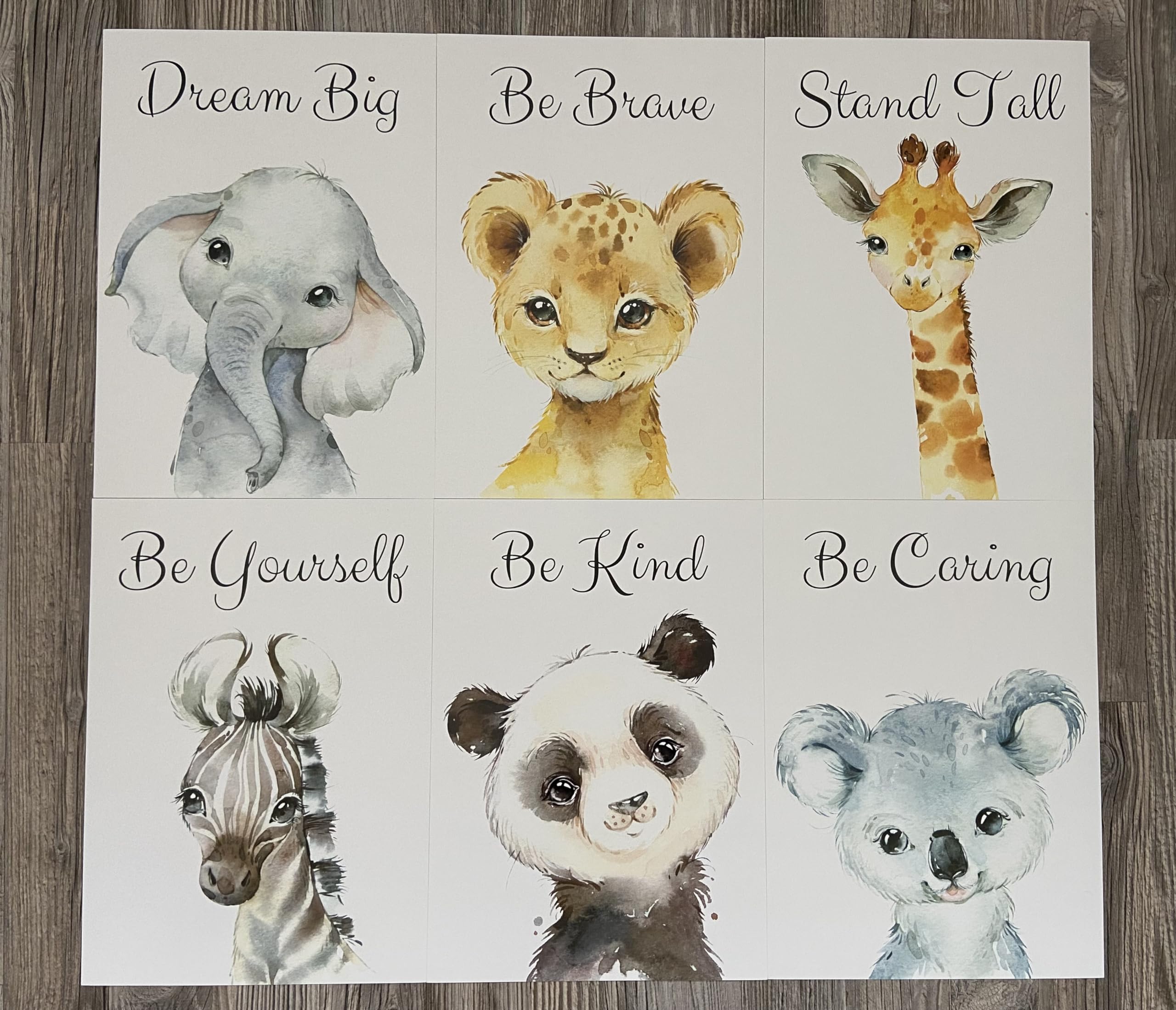 Baby Safari Animals For Girl Or Boy Nursery Bedroom, Set Of 6 Unframed Wall Art Prints, Jungle Portrait Quote Posters, Nursery D