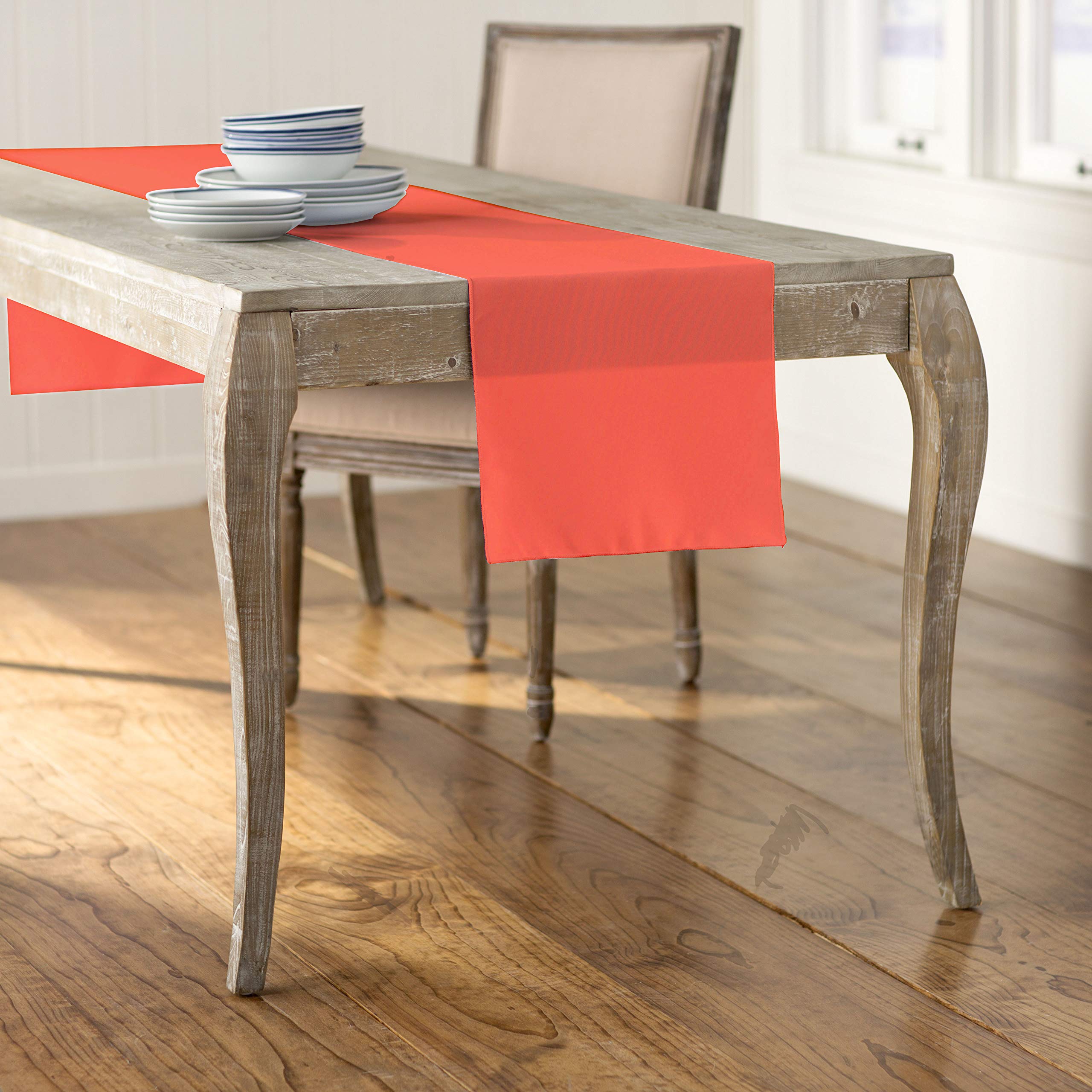 LA Linen Polyester Poplin Table Runner 14  by 108-Inch  Coral