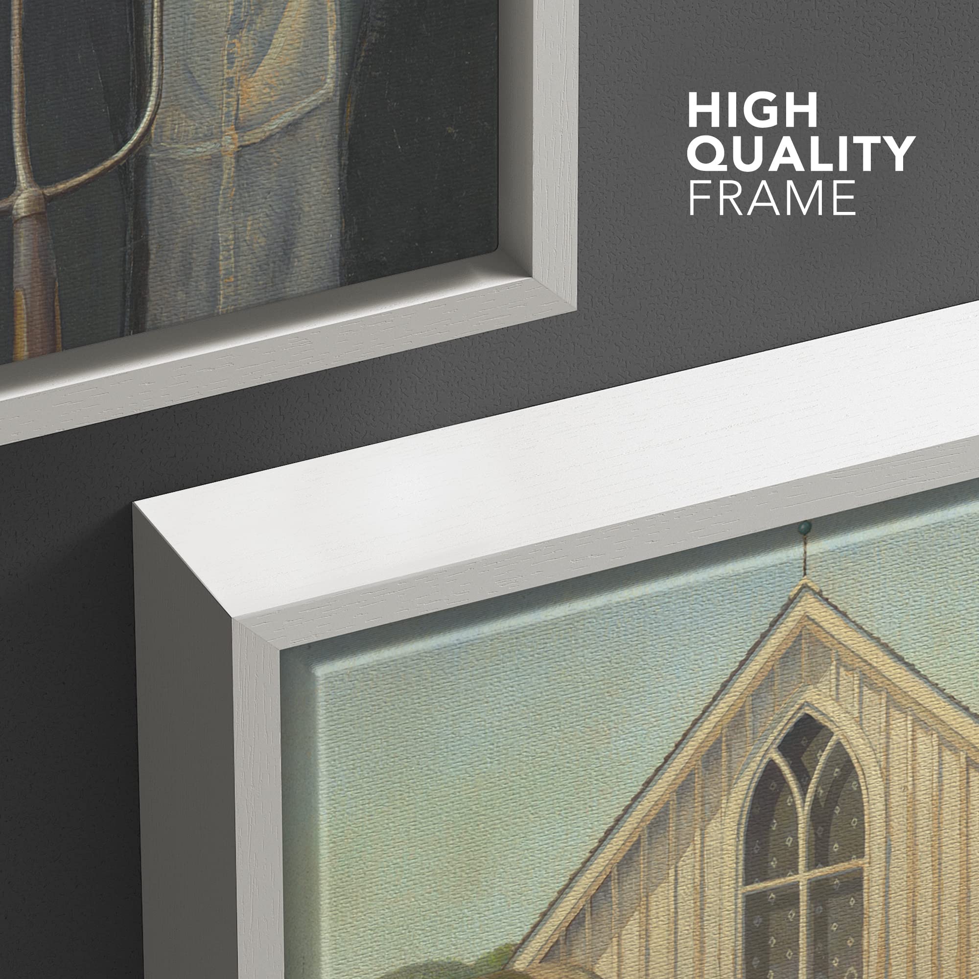 Wall26 American Gothic By Grant Wood Giclee Framed Canvas Prints Wrapped Gallery Wall Art | Stretched And Framed Ready To Hang -