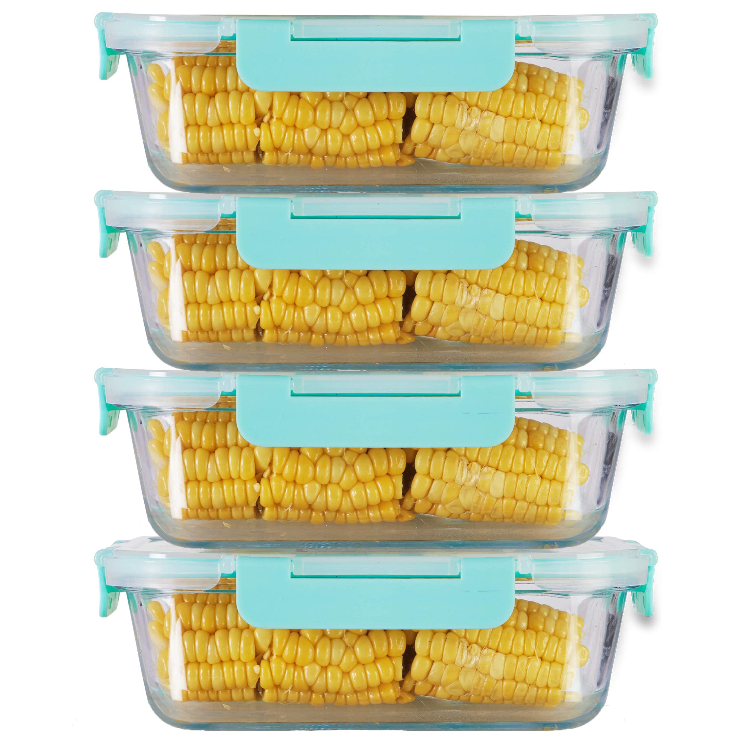Allo Food Safe High Borosilicate 1040ml Rectangle Glass Food Storage Container with Break Free Detachable Lock, Oven Safe, Micro