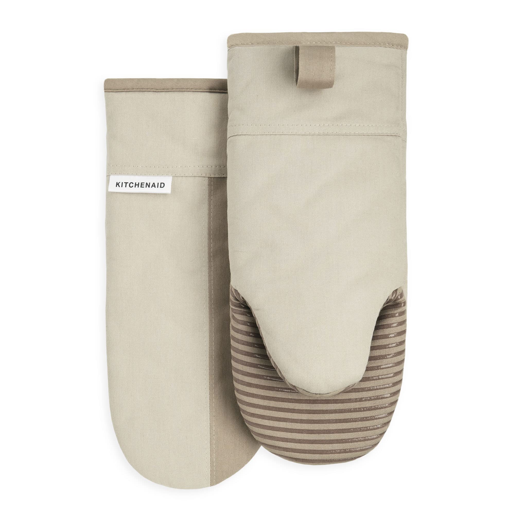 Kitchenaid Beacon Two-Tone Non-Slip Oven Mitt Set, Milkshake/Beige, 5.75''X13'', 2 Piece