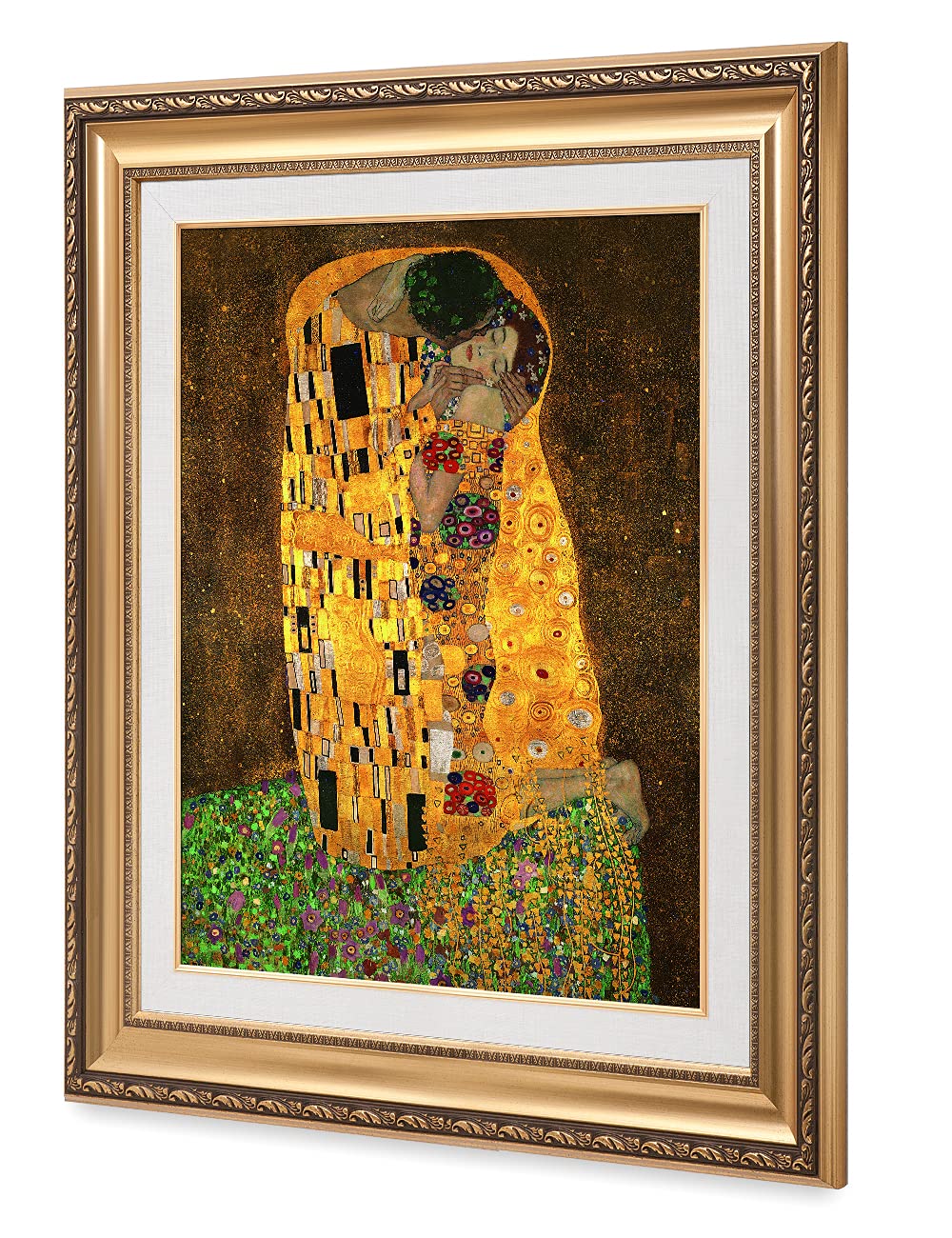 Decorarts - The Kiss, Gustav Klimt Classic Art. Giclee Prints Framed Art For Wall Decor. Picture Size: 24X30 In, Framed Size: 30