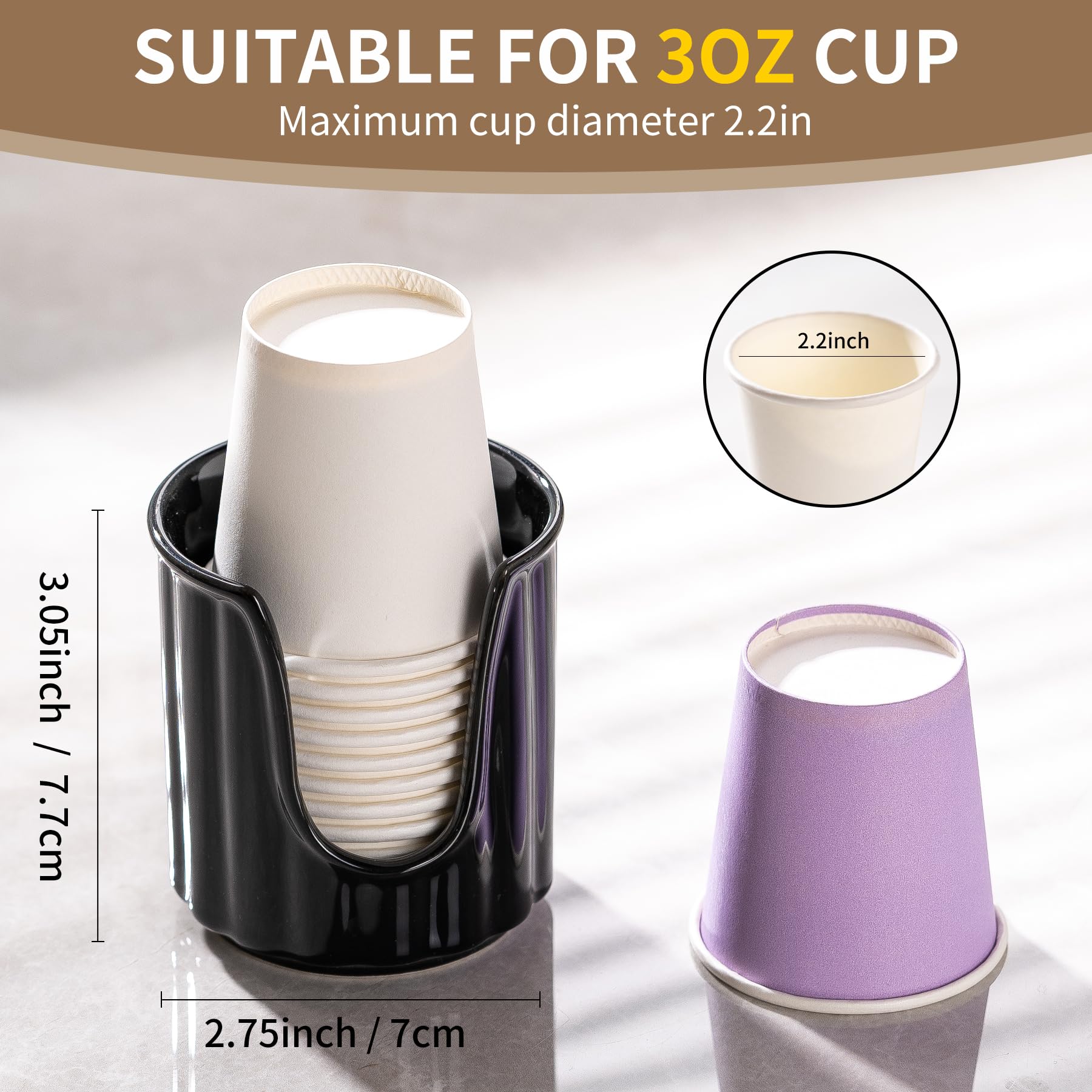 Tanew Ceramic Bathroom Cup Dispenser With Stylish Vertical Stripes - Dixie Cup Dispenser & Mouthwash Cup Holder Holds 3Oz Paper
