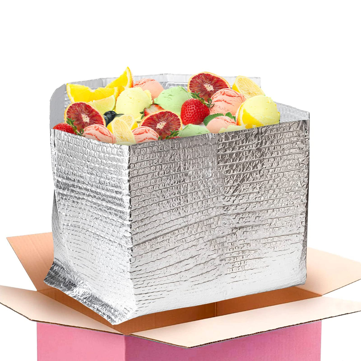 Abc Foil Insulated Box Liners 8 X 8 X 8, Pack Of 10 Silver Insulated Shipping Boxes For Frozen Food, Odorless Insulated Shipping