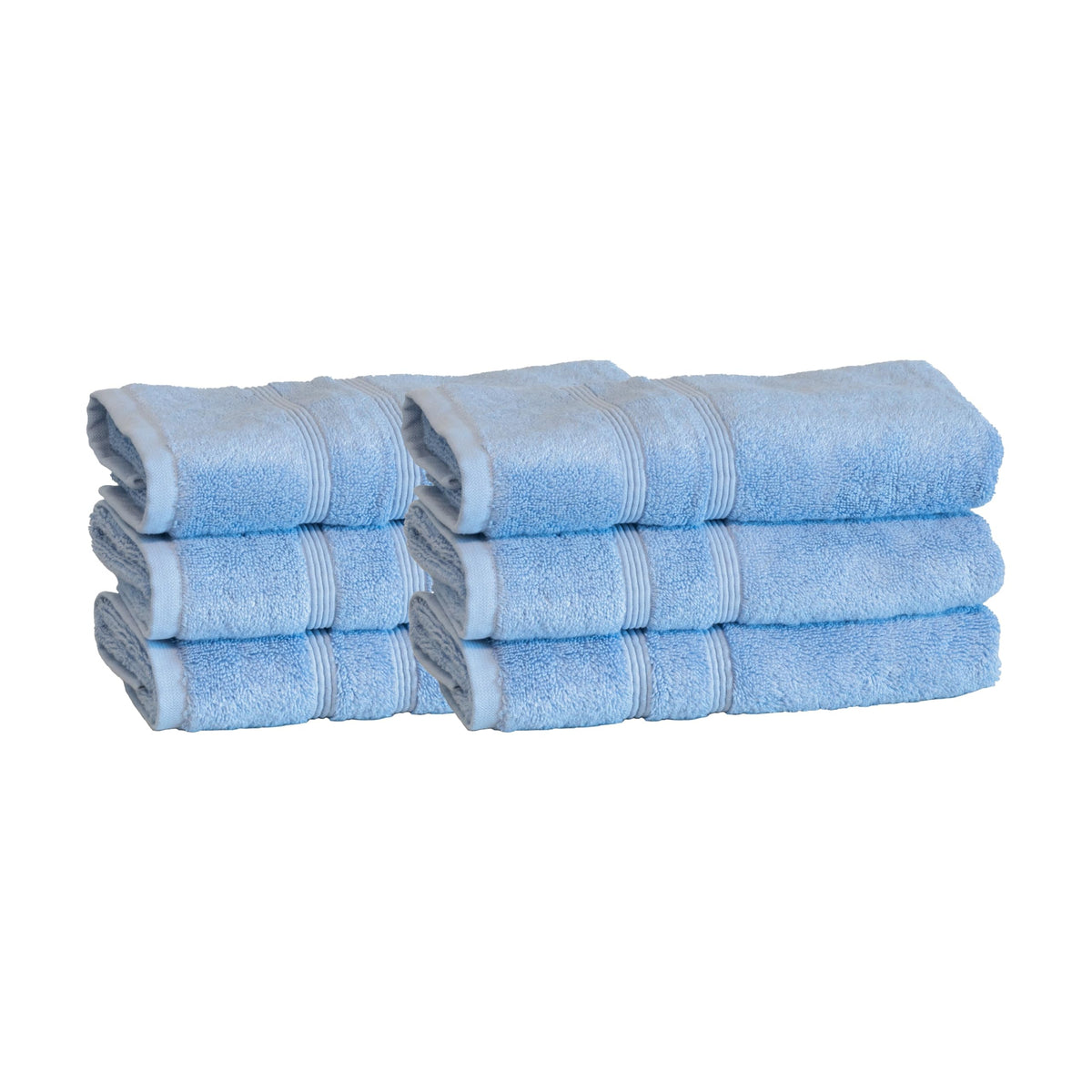 Mosobam Luxury Turkish Set Of 6 Hand Towels 16X30 Allure Blue 700 Gsm Bamboo Viscose & Aegean Turkish Combed Cotton