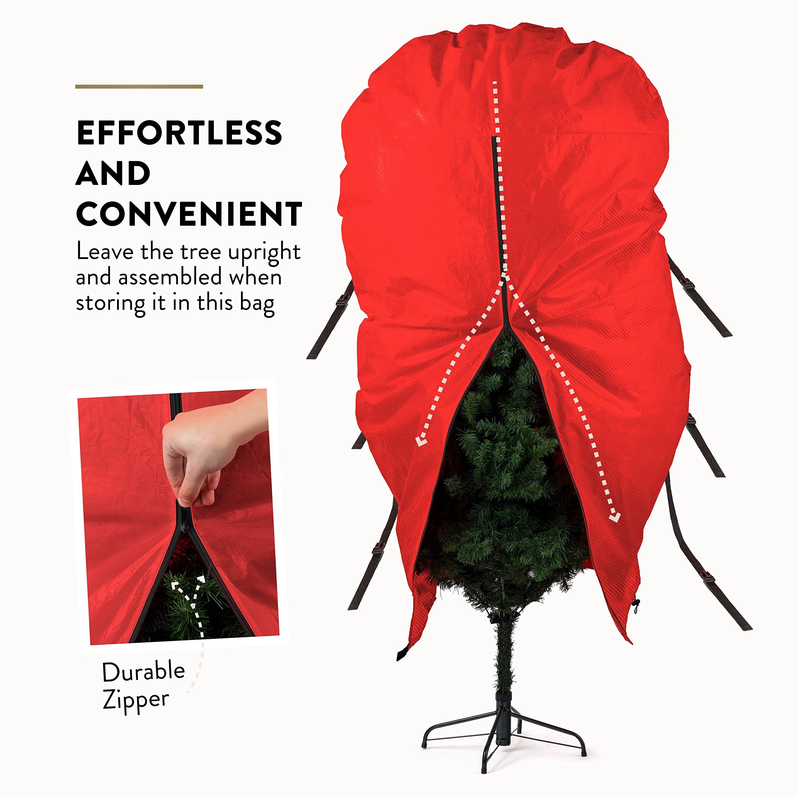 Zober Upright Tree Storage Bag for Christmas Trees of 7.5ft. Tall, Tree Bag Is Made Of Tear Proof 600D Oxford; Comes With Drawst