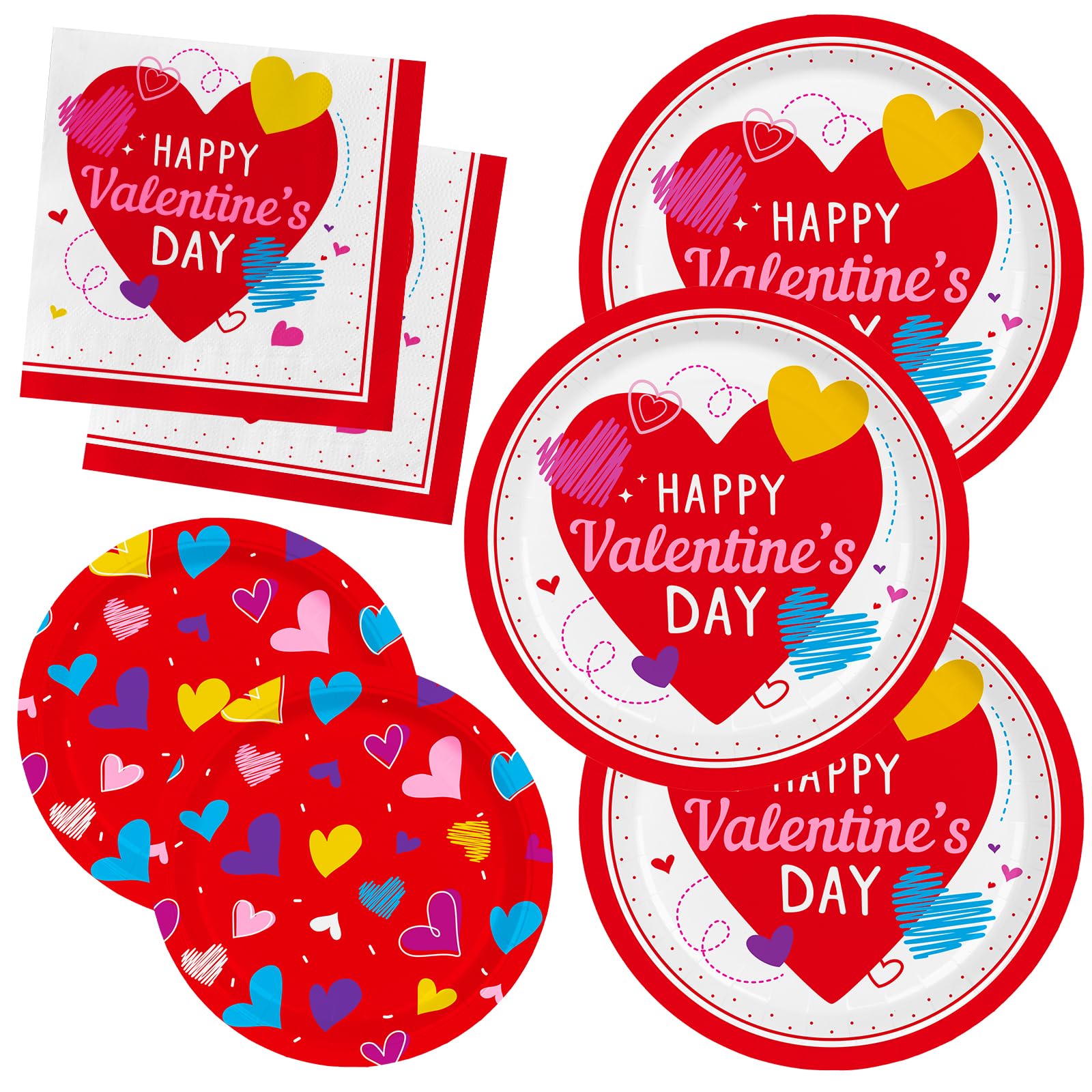 Valentine'S Day Party Supplies Set For 50 - Elegant Disposable Paper Plates And Napkins Valentine'S Day Party Decorations