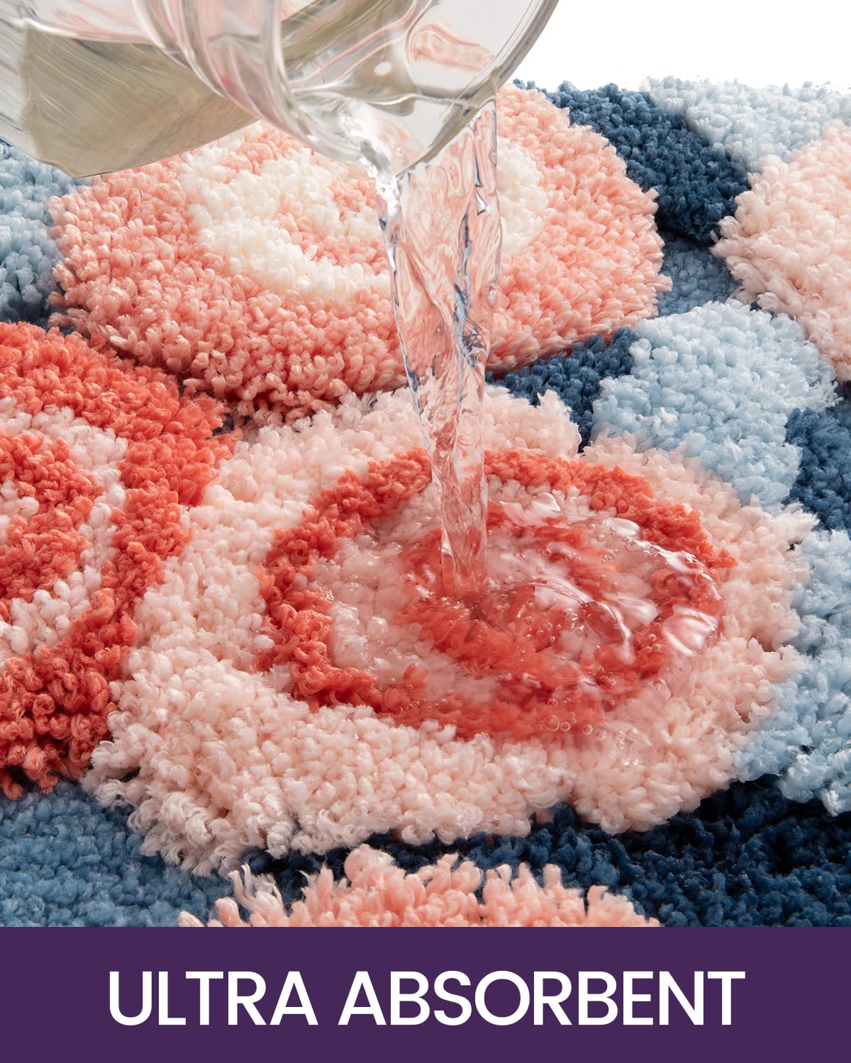 Dexi Flower Bath Mat, Ultra Thick Soft Floral Bathroom Rug, Water Absorbent Non Slip Microfiber Rugs For Shower Floor, Sink, Bed