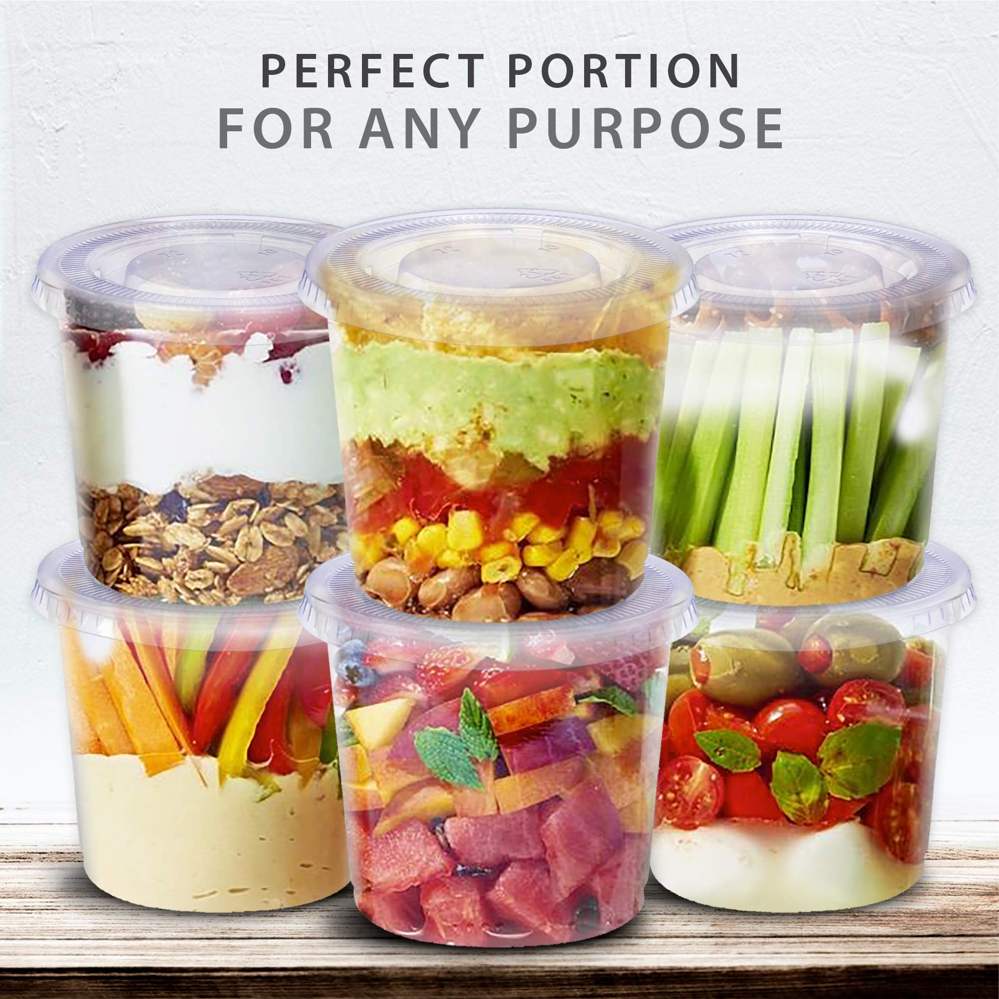 SafeWare 5.5oz [200 set] Disposable Clear Plastic Jello Shot Cups with Lids  Souffle Portion Container