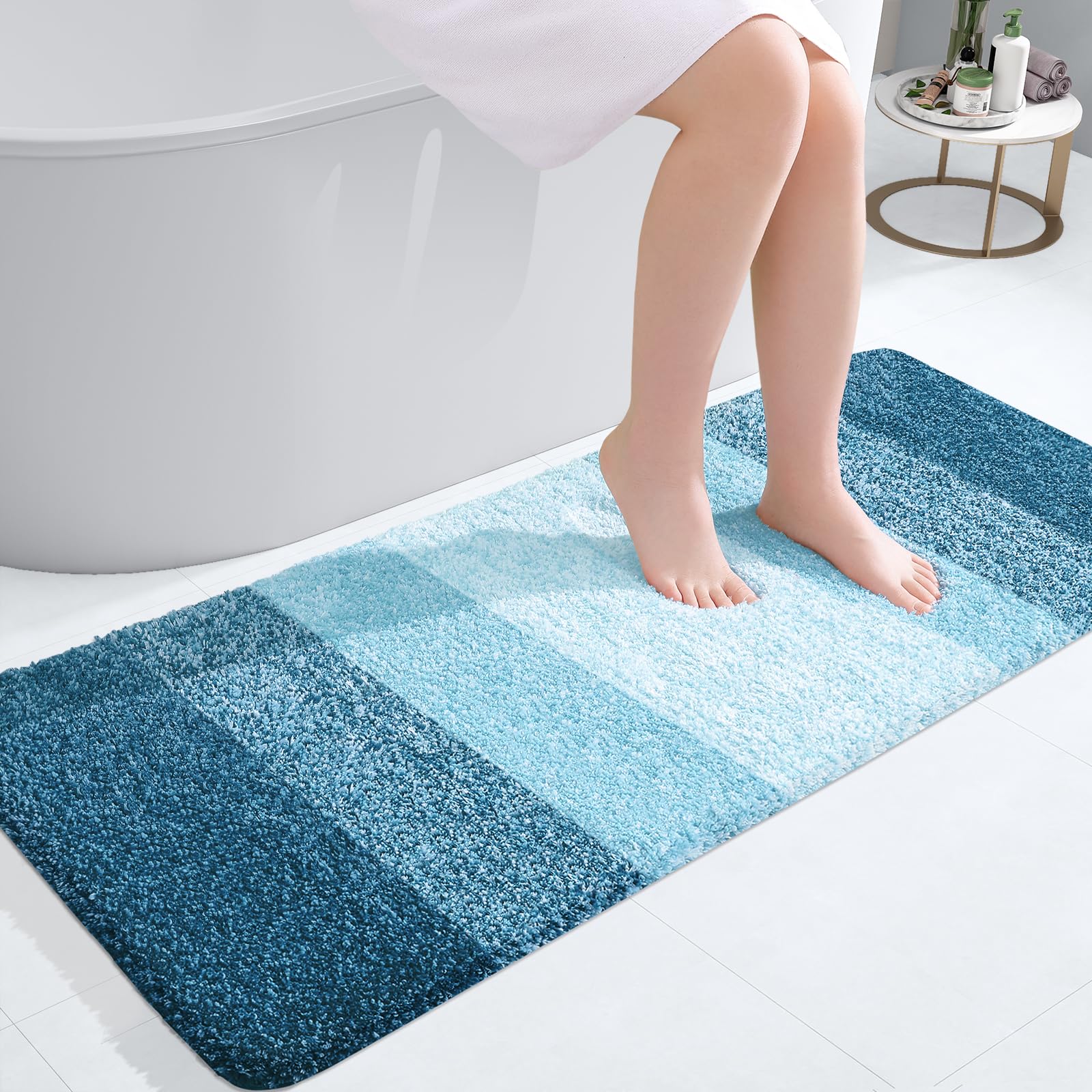 Olanly Bathroom Runner Rugs 47X20, Extra Soft Absorbent Microfiber Bath Rugs, Rubber Backing, Quick Dry, Washable Bath Mats For