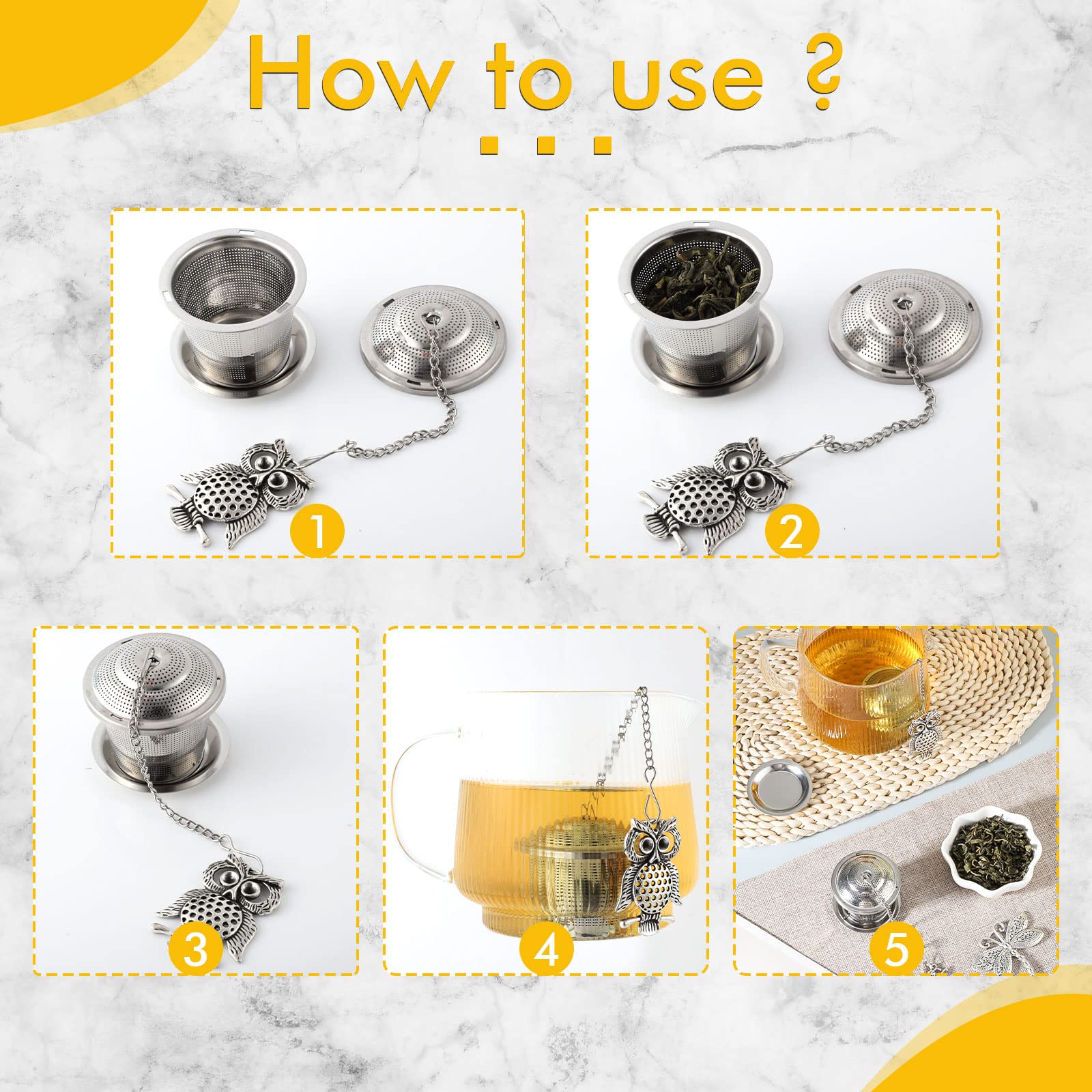 3 Sets Tea Infusers Tea Strainers For Loose Tea Fine Mesh Tea Steeper Stainless Tea Diffuser Tea Filters With Drip Trays And Pen