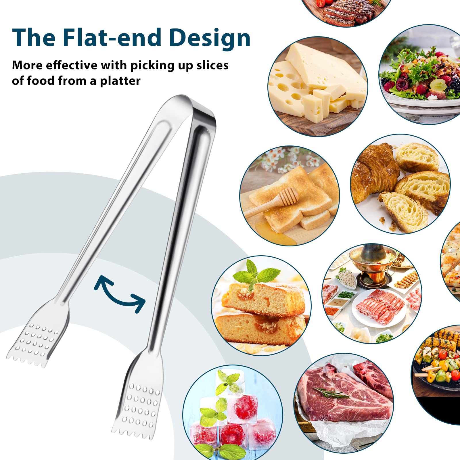 8 Pack Serving Tongs By Tcoin, 7 Inch Functional Small Tongs For Serving Food For Parties And Holiday Get-Togethers, Food Tongs