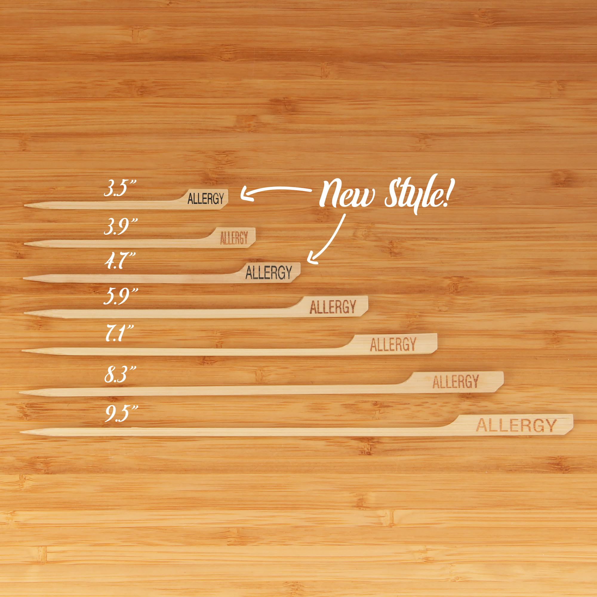 Bamboomn 8.3'' Food Allergy Marking Bamboo Paddle Picks For Food, Drinks, Appetizers - 100 Pieces
