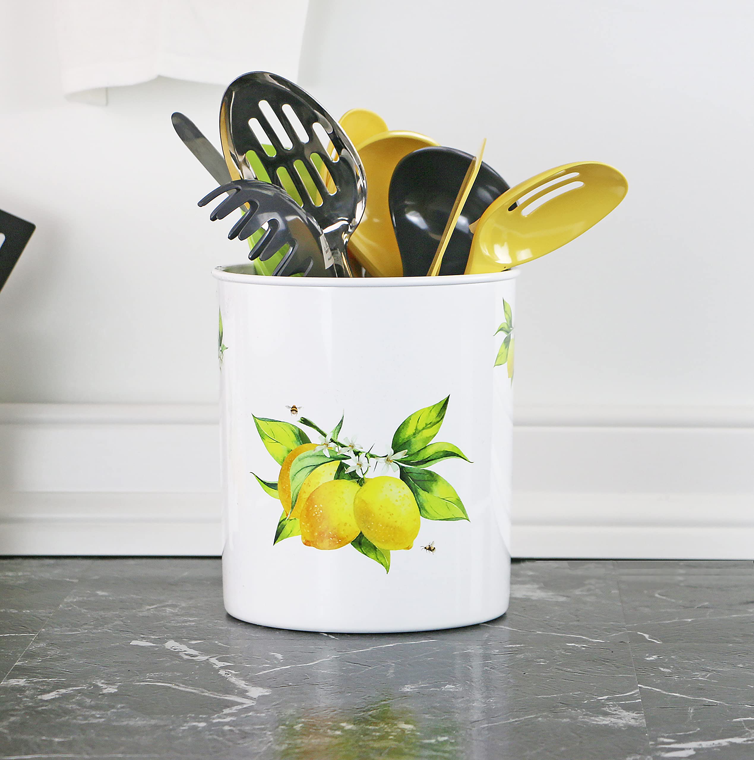 Reston Lloyd Multipurpose Crock Organize All Kinds Of Utensils & Kitchen Tools, Extra Large Holder, Fresh Lemons