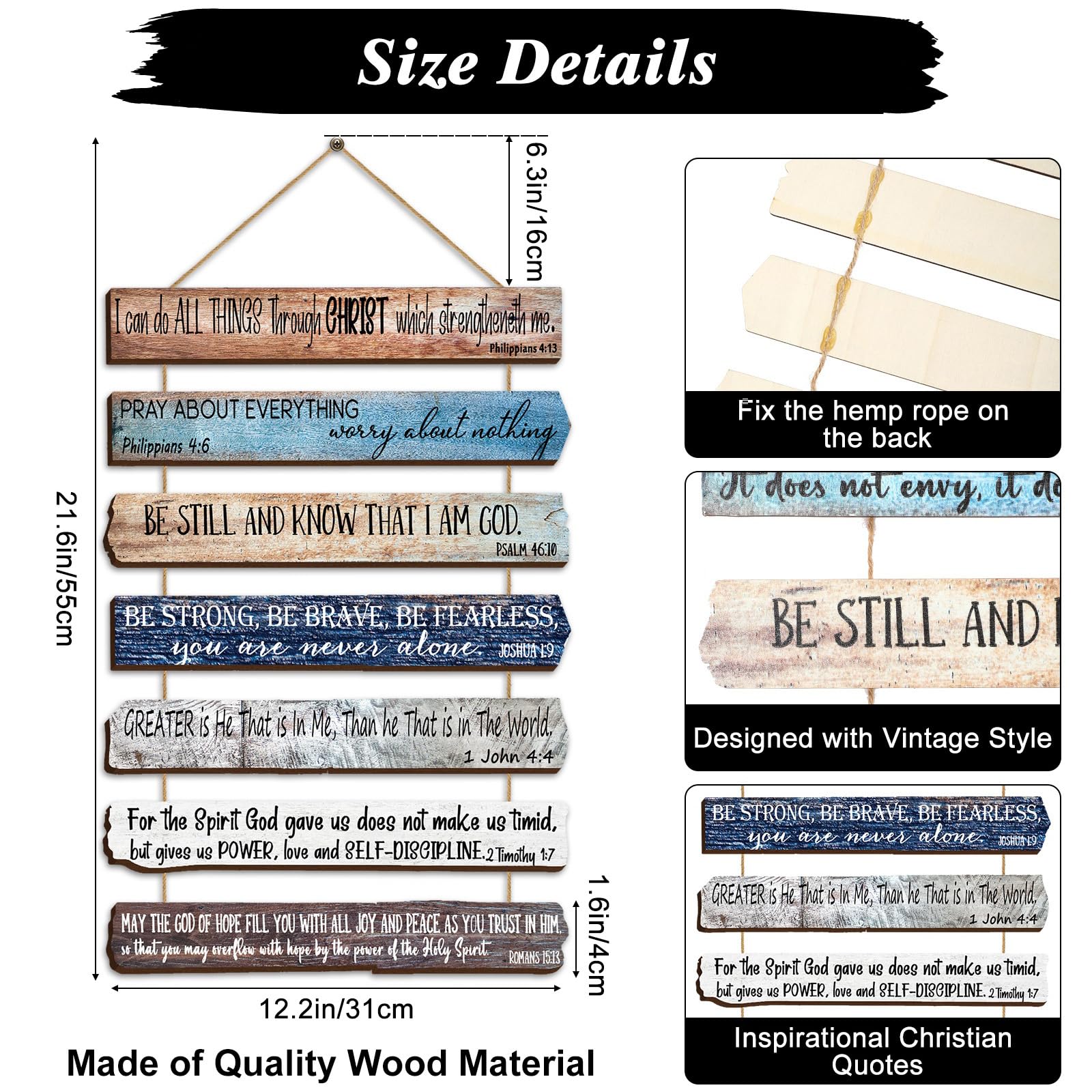 Yookeer Church Gift Christian Wall Art Office Inspirational Wooden Bible Verses Bedroom Scripture Wall Art Meditation Inspiratio