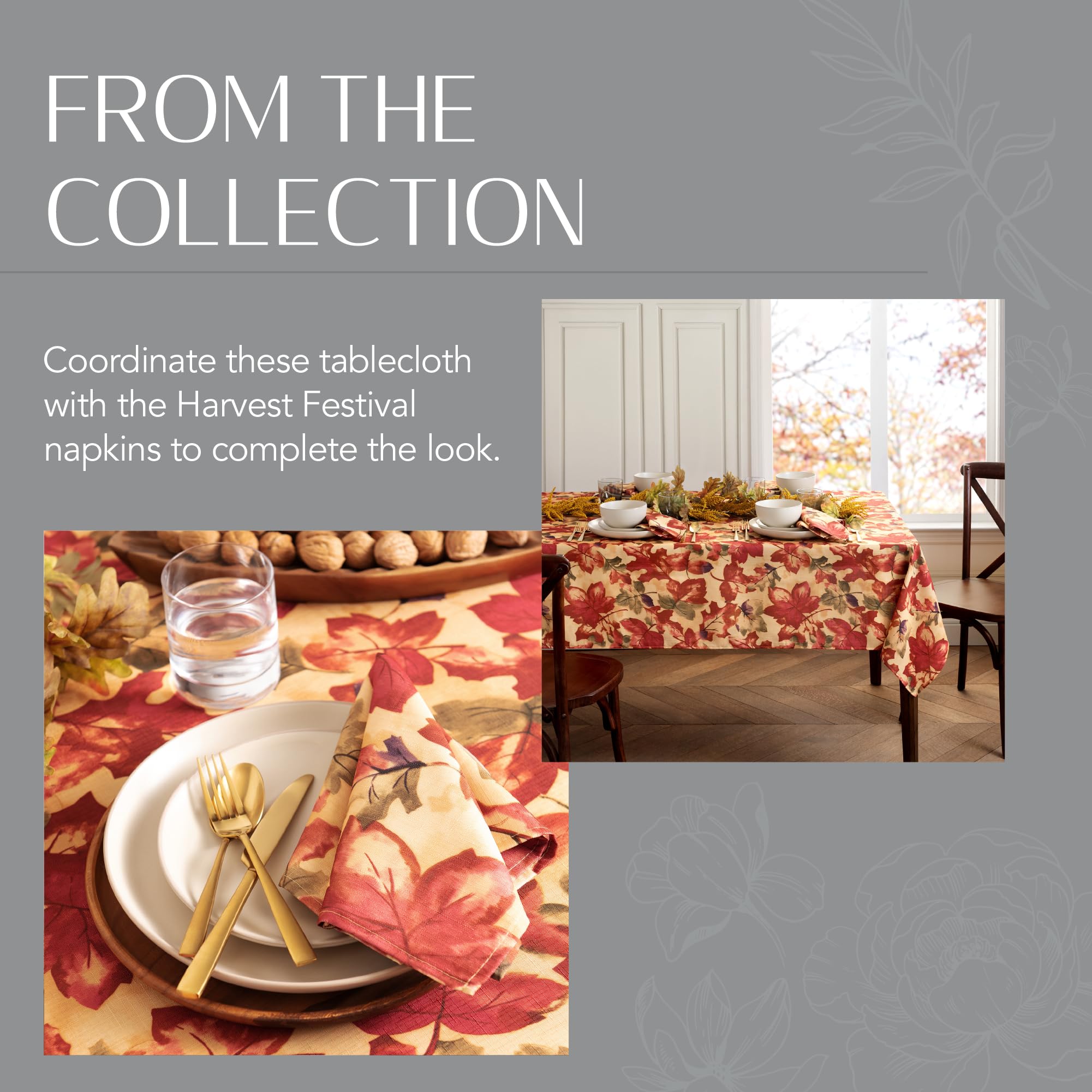 Elrene Home Fashions Harvest-Festival Fall Printed Tablecloth, 52'' X 70'', Oblong